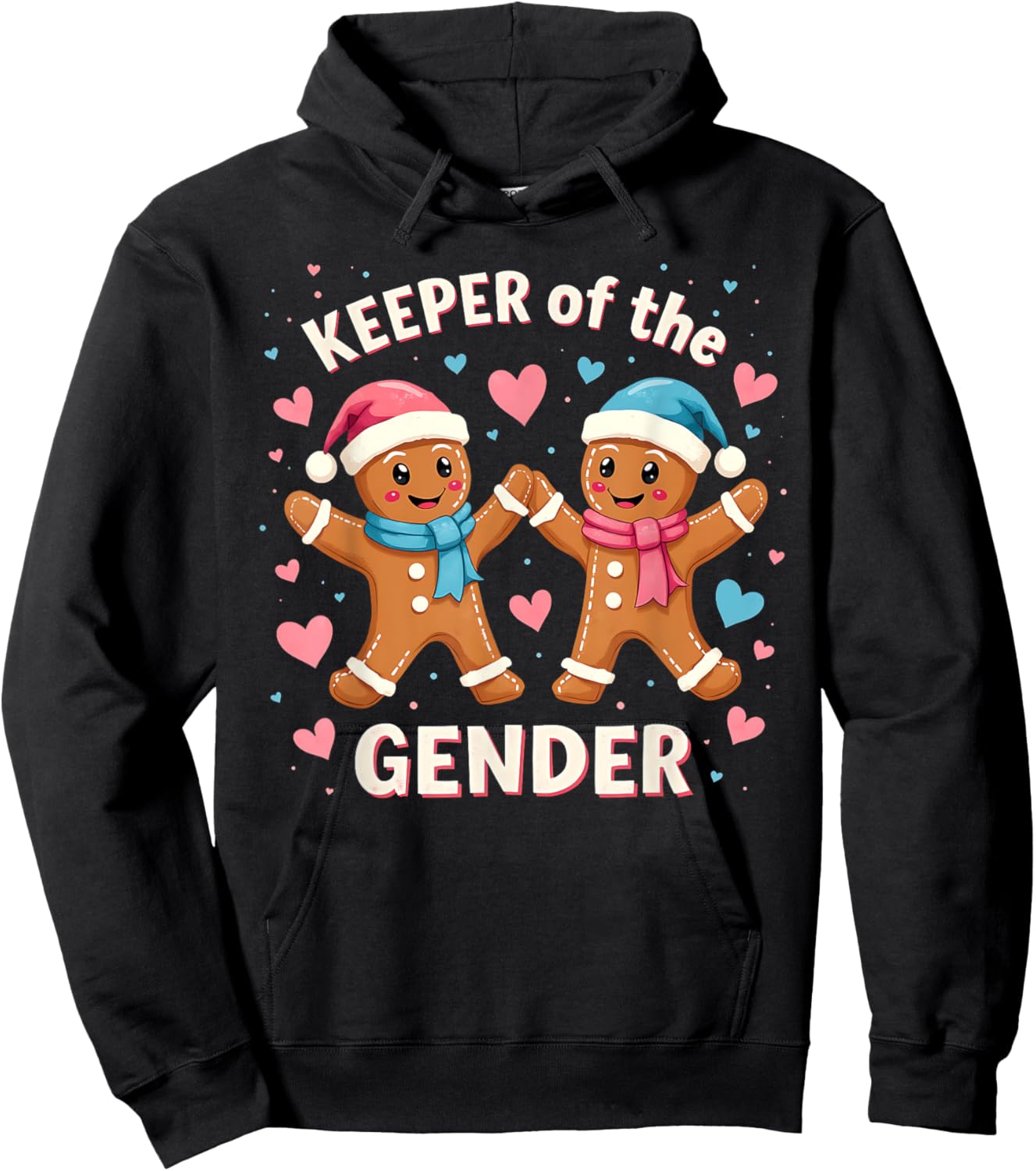 Keeper Of The Gender Reveal Baby Shower Gingerbread Xmas Hoodie - Hoodie | Black