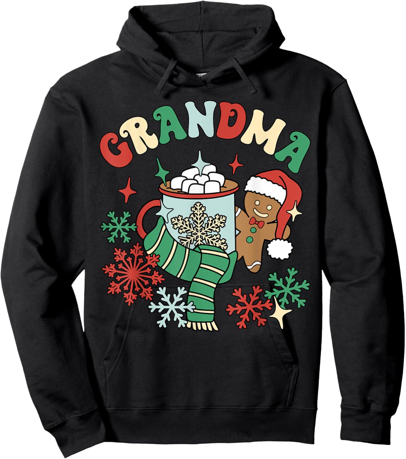 Grandma Hot Cocoa Gingerbread Matching Family Christmas Hoodie - Hoodie | Black