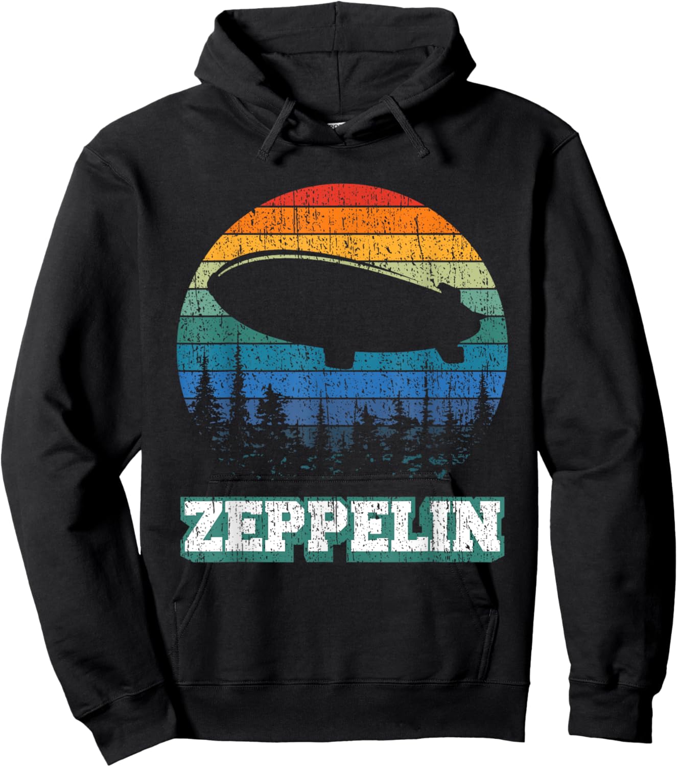 Vintage Zeppelin Funny Sunset Airship Pilot Dirigible Lovers Hoodie - Hoodie | Black