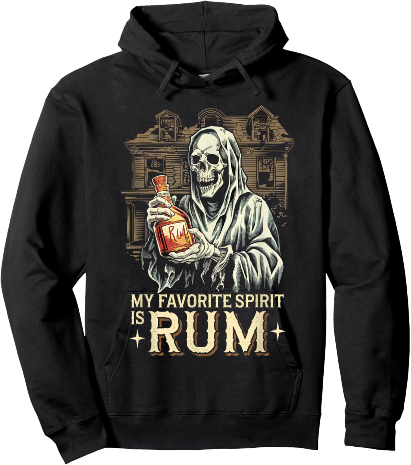 My Favorite Spirit Is Rum Ghost Halloween Rum Hoodie - Hoodie | Black