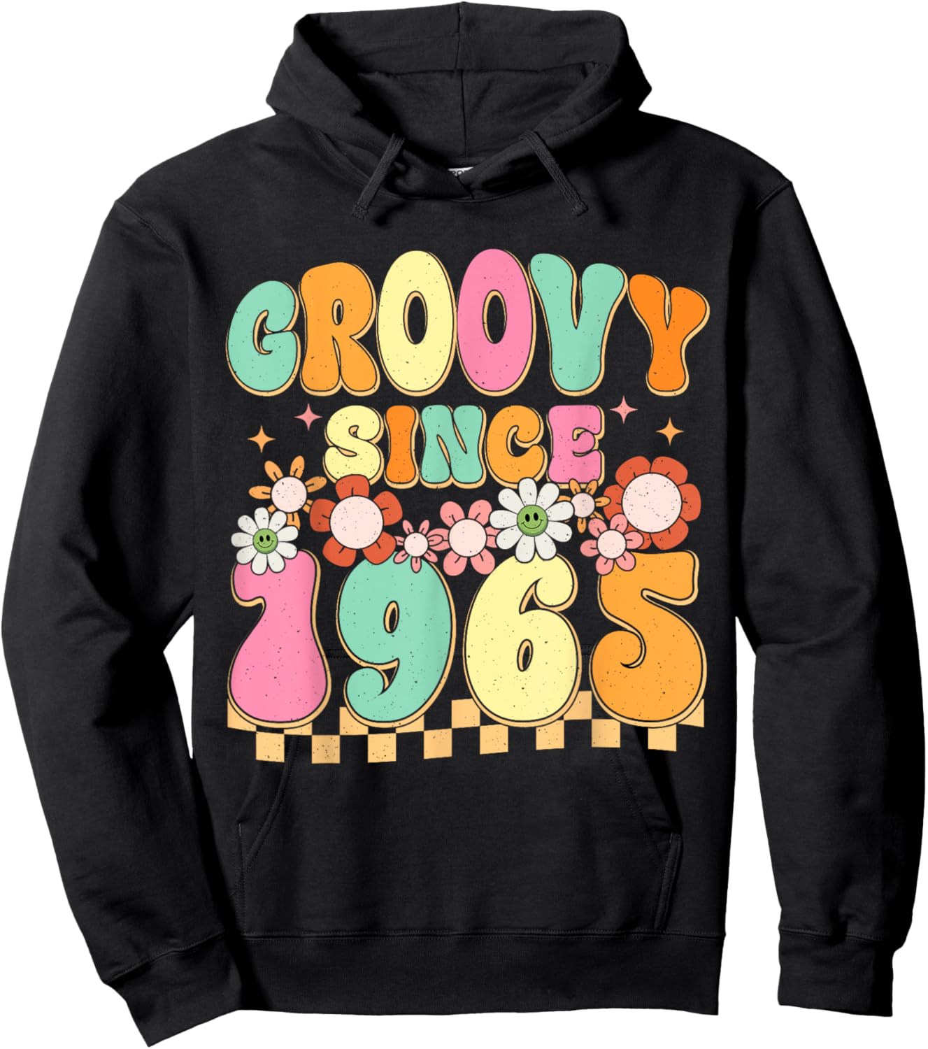 Groovy Since 1965 60 Year Old Flower 60th Birthday Vintage Hoodie - Hoodie | Black