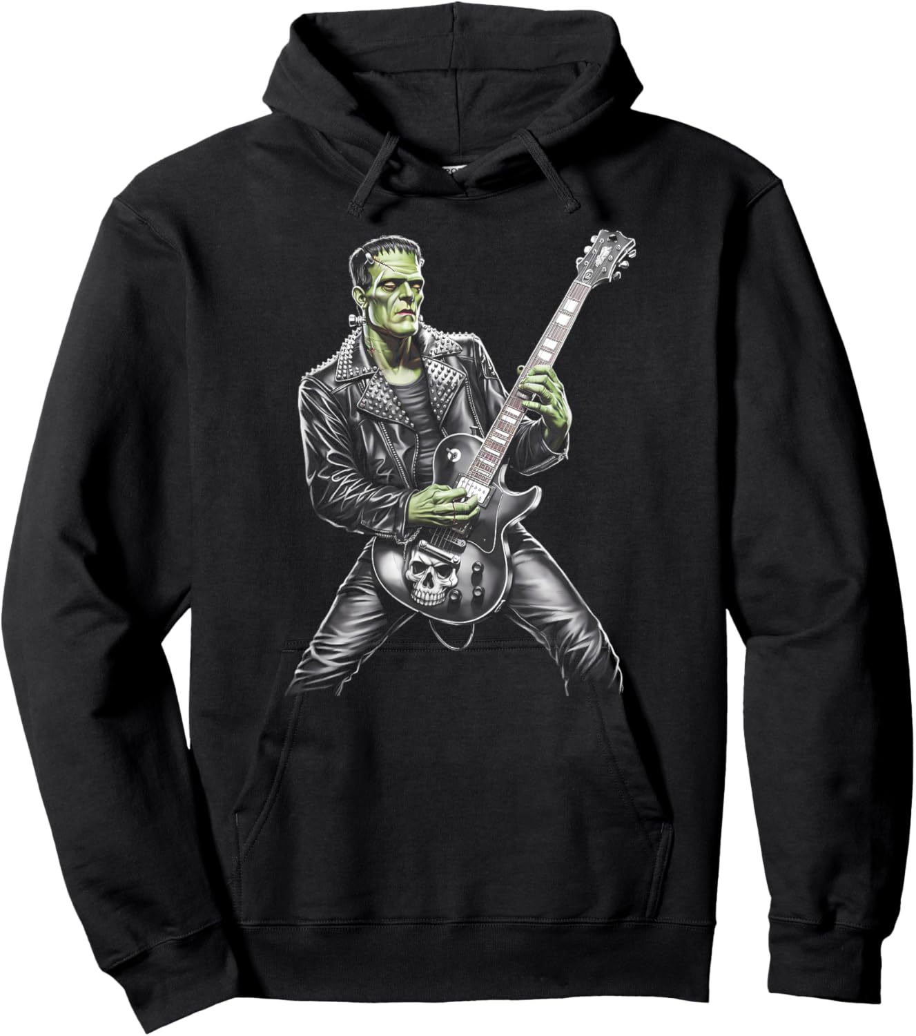 Frankenstein Playing Guitar Player Rock Music Guitarist Hoodie - Hoodie | Black