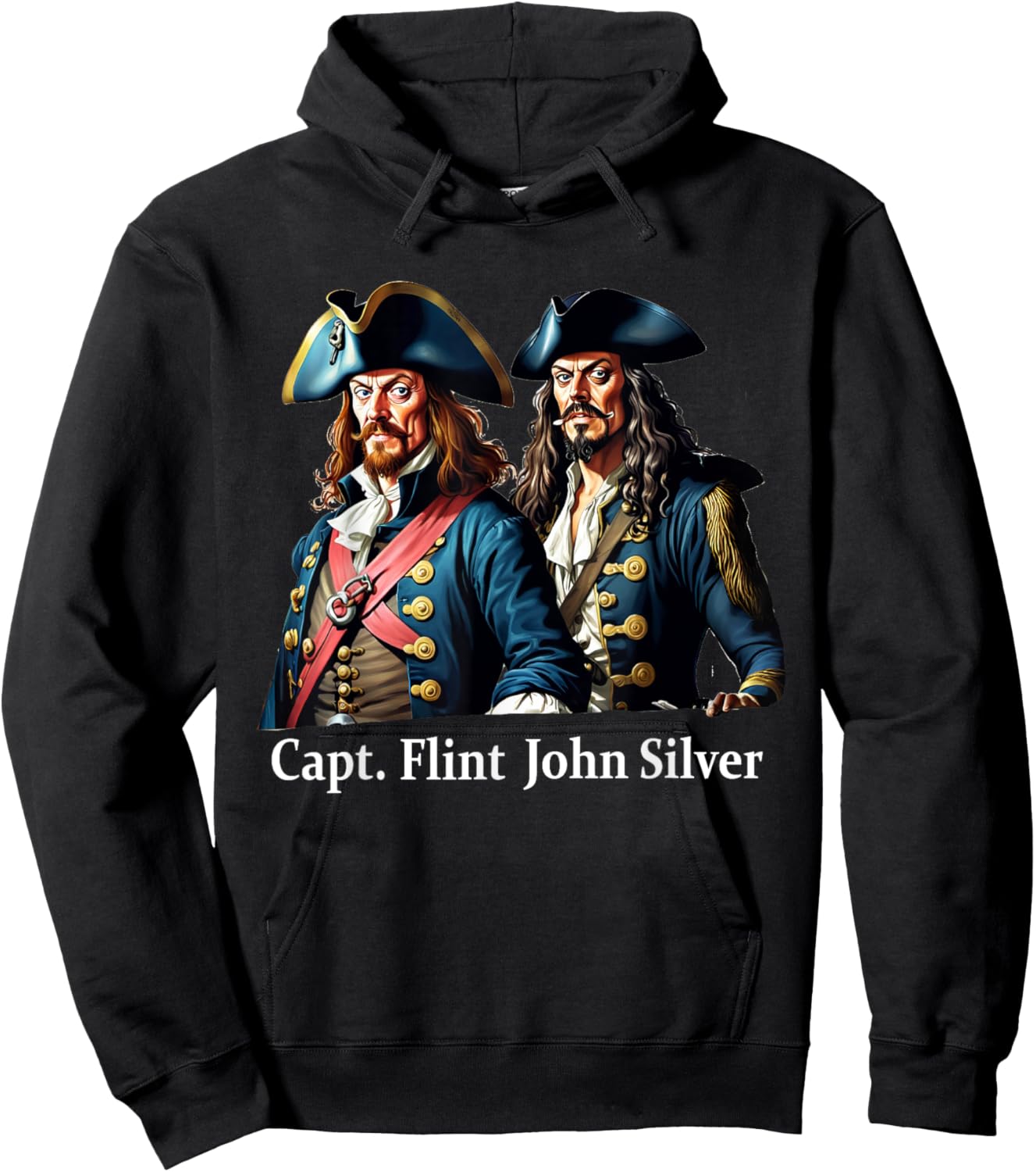 Captain Flint & Long John Silver Pirate Portrait Hoodie - Hoodie | Black