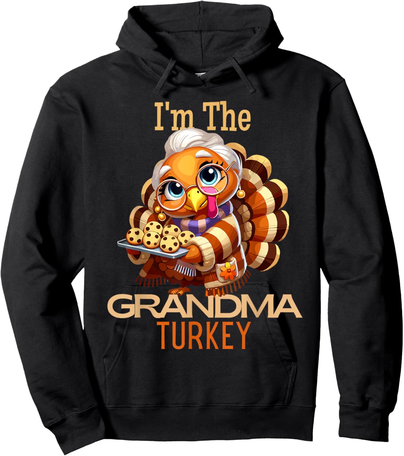 Happy Thanksgiving Fall Turkey Family Group Shirt - I'm the Grandma Turkey Thanksgiving 2024 Family Autumn Fall Hoodie - Hoodie | Black