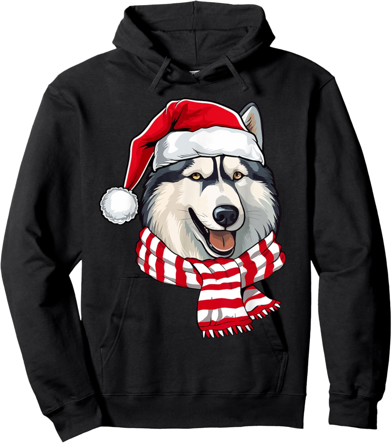 Santa Siberian Husky Christmas Dog Lover Men Women Kids Hoodie - Hoodie | Black