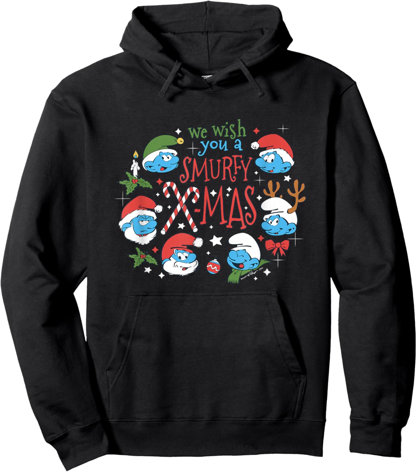 The Smurfs Christmas We Wish You A Smurfy X-Mas Hoodie - Hoodie | Black