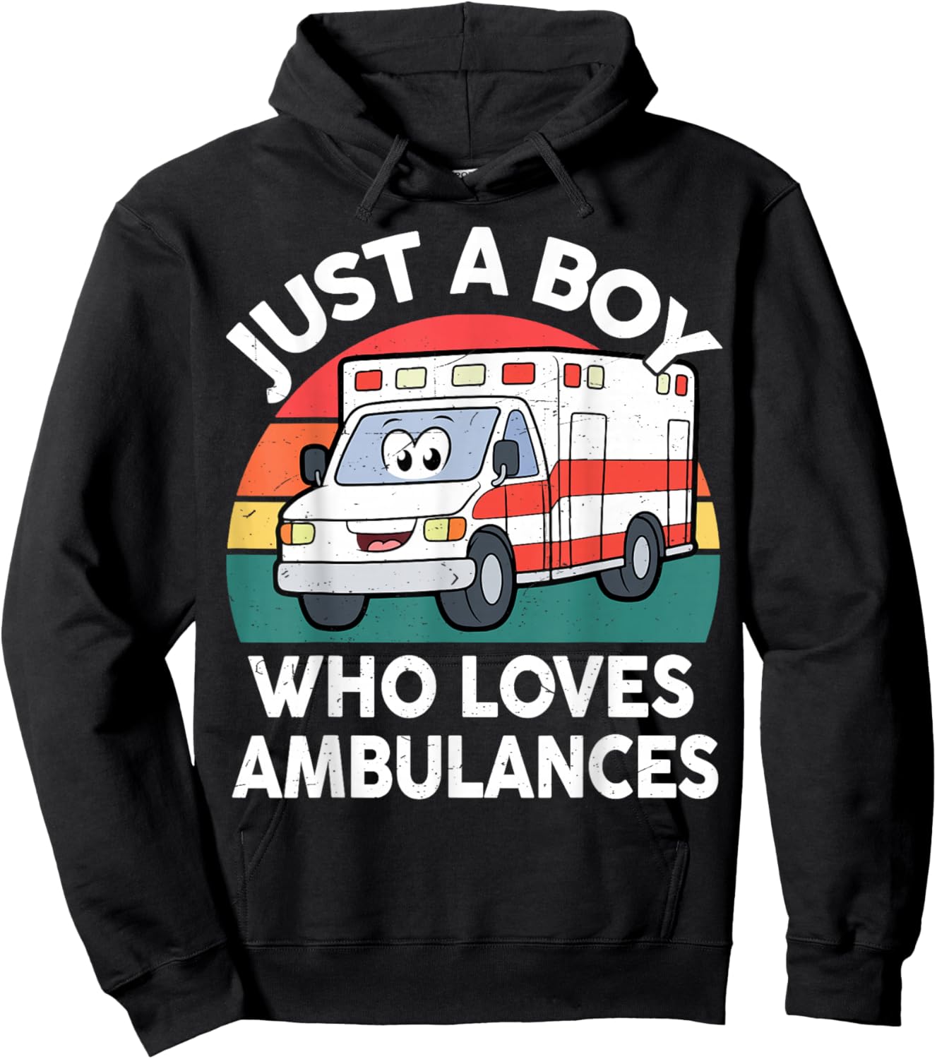 Toddler Just A Boy Who Loves Ambulances First Responder Kids Hoodie - Hoodie | Black