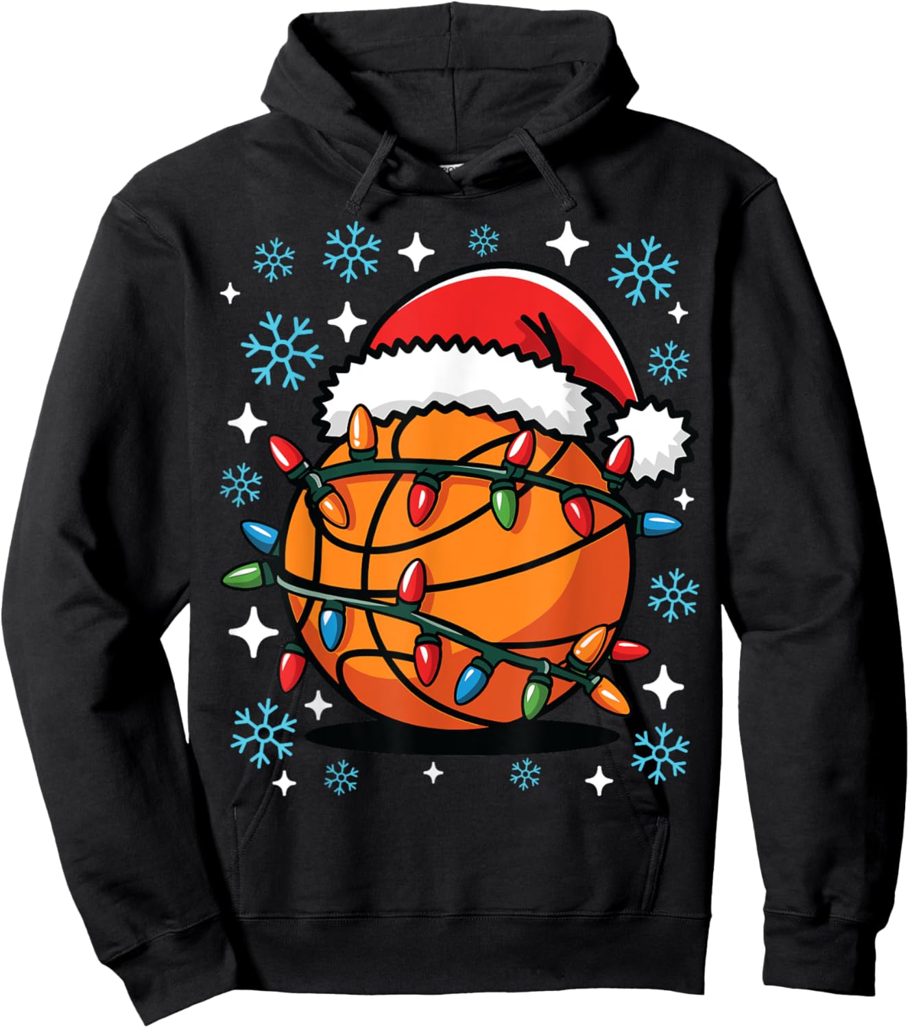 Basketball Player Xmas Santa Hat Basketball Christmas Funny Hoodie - Hoodie | Black