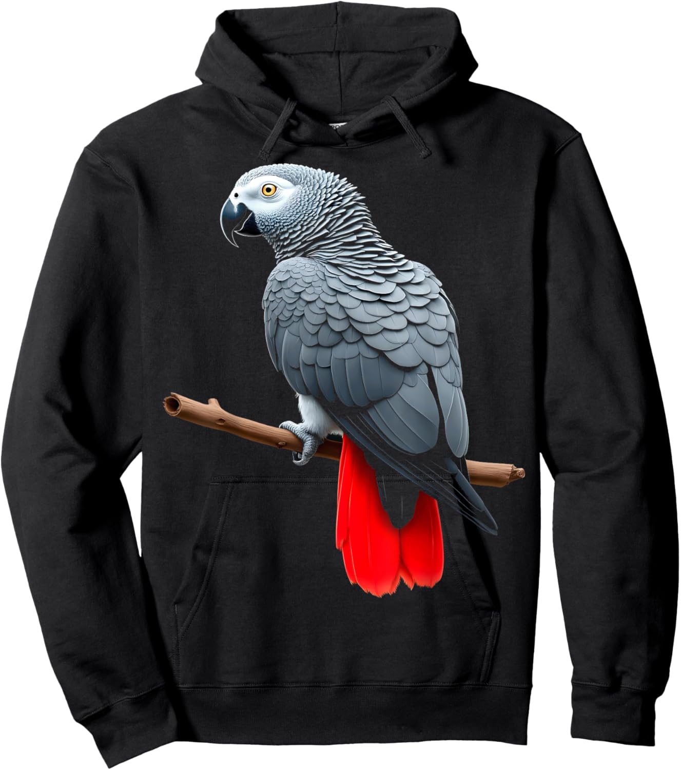 African Grey Parrot Art for Bird Lovers Hoodie - Hoodie | Black