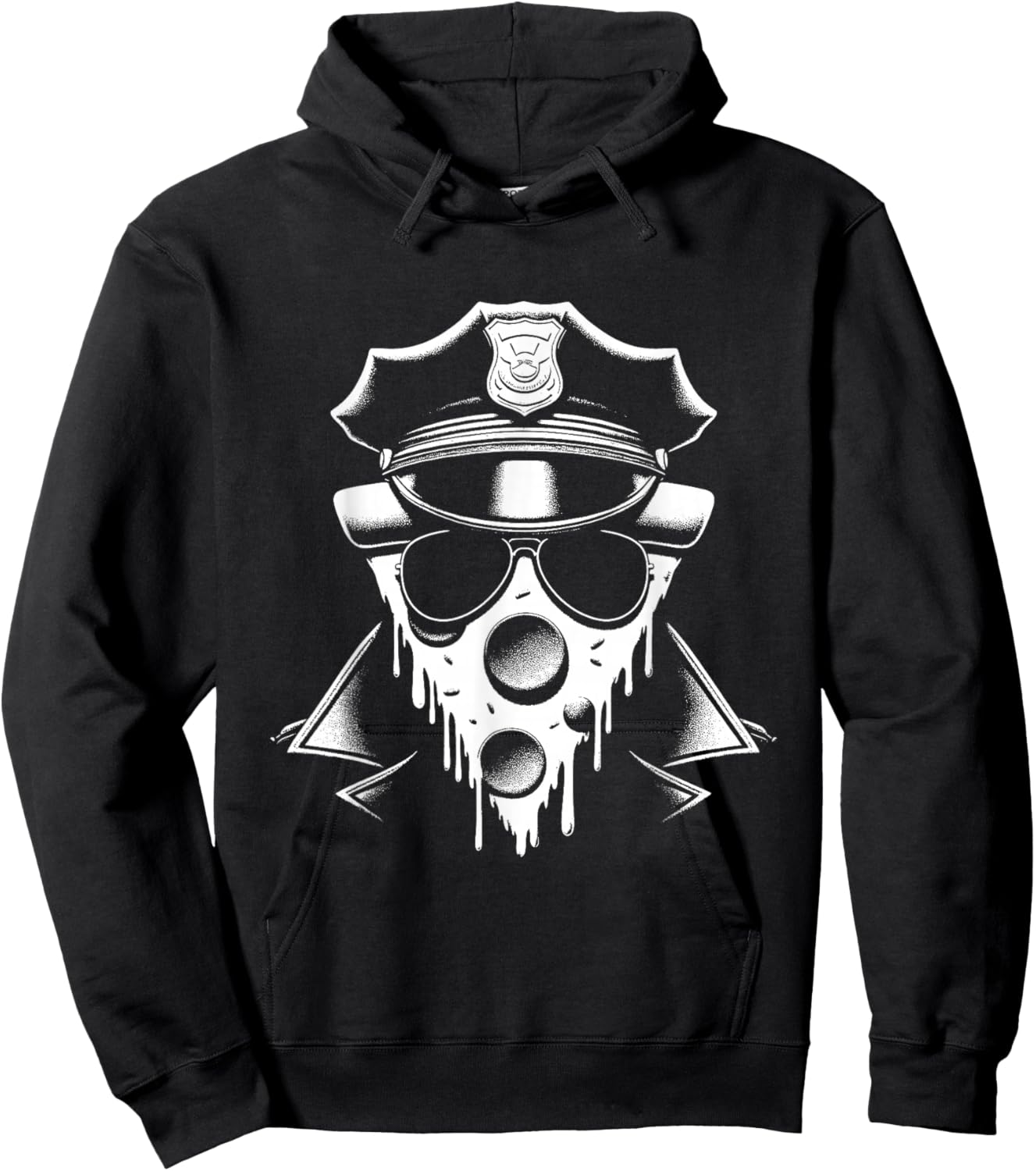 Officer Pizza Slice - Funny Police Face Pizza Lover Hoodie - Hoodie | Black