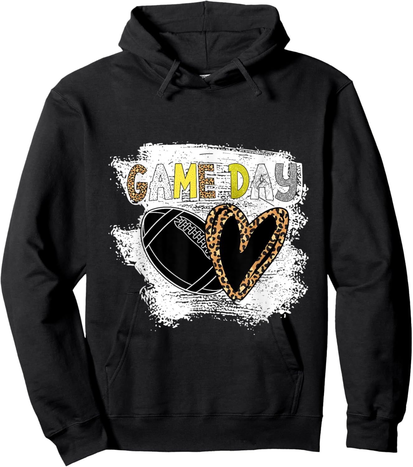 Game Day Leopard Cheetah American Football Fans Women Girls Hoodie - Hoodie | Black