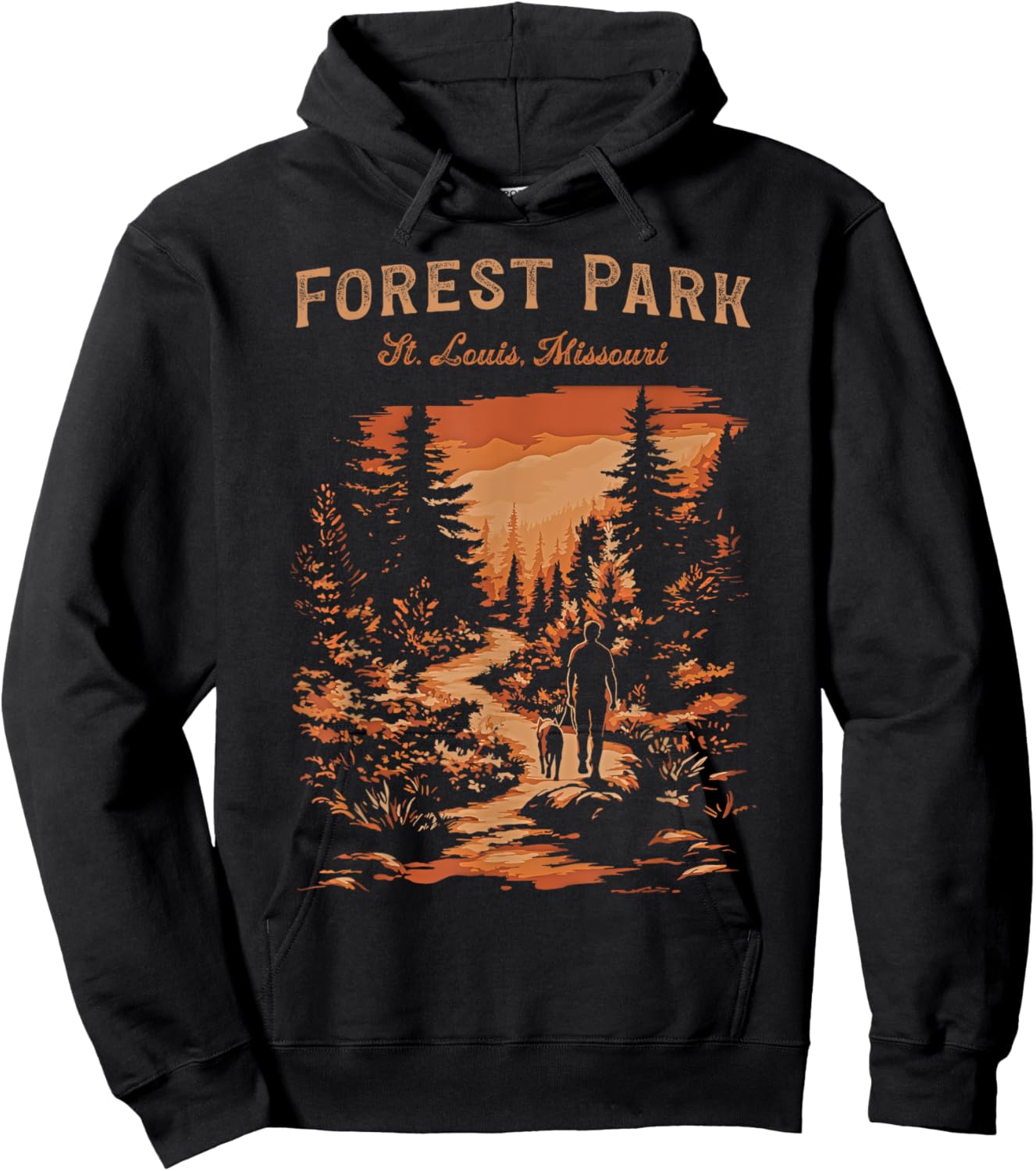 Forest Park St. Louis Missouri Vintage Hiking Trail Hoodie - Hoodie | Black