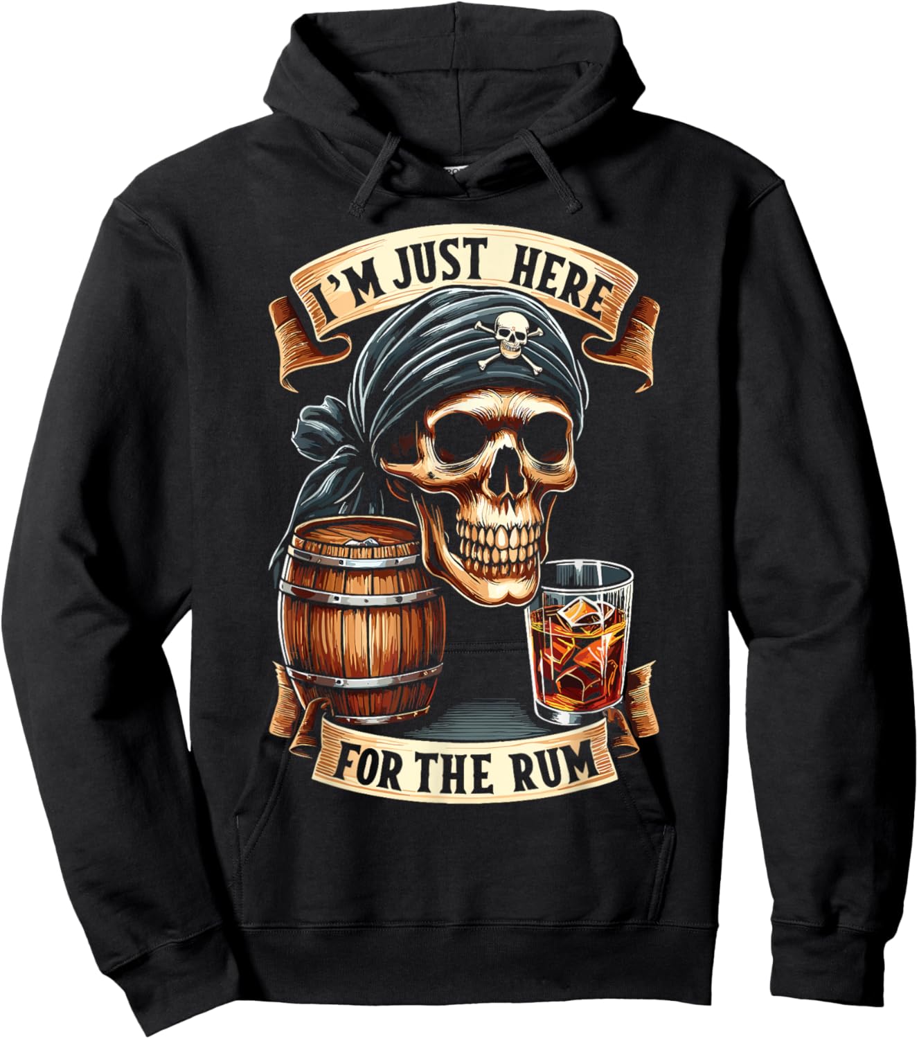 Pirate Rum Halloween Im Just Here For The Rum Hoodie - Hoodie | Black