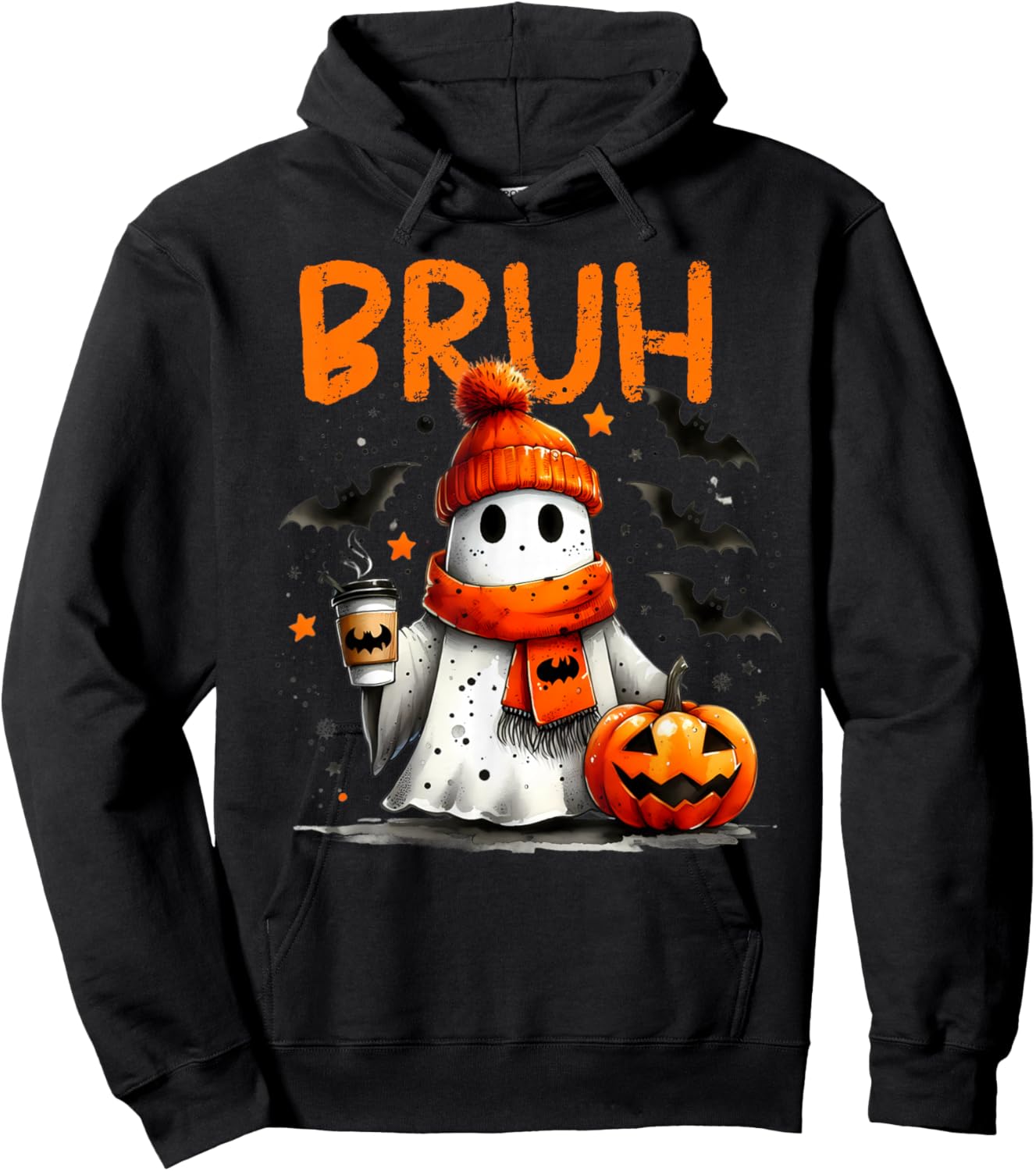 Halloween Bruh Crew Boo Ghost Kid Girl Boy Toddler Funny Bro Hoodie - Hoodie | Black