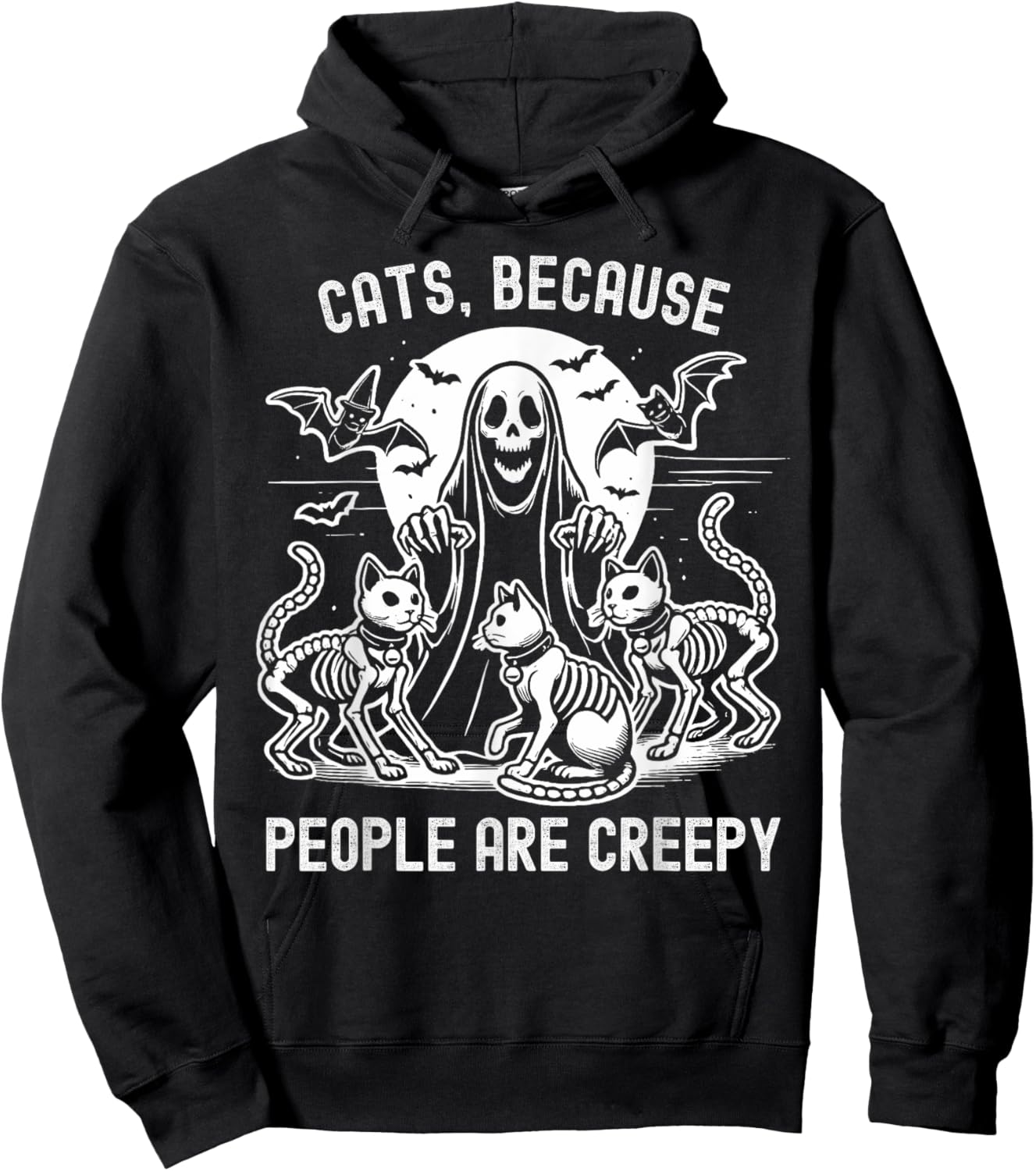 Cats Because People Are Creepy Halloween Hoodie - Hoodie | Black