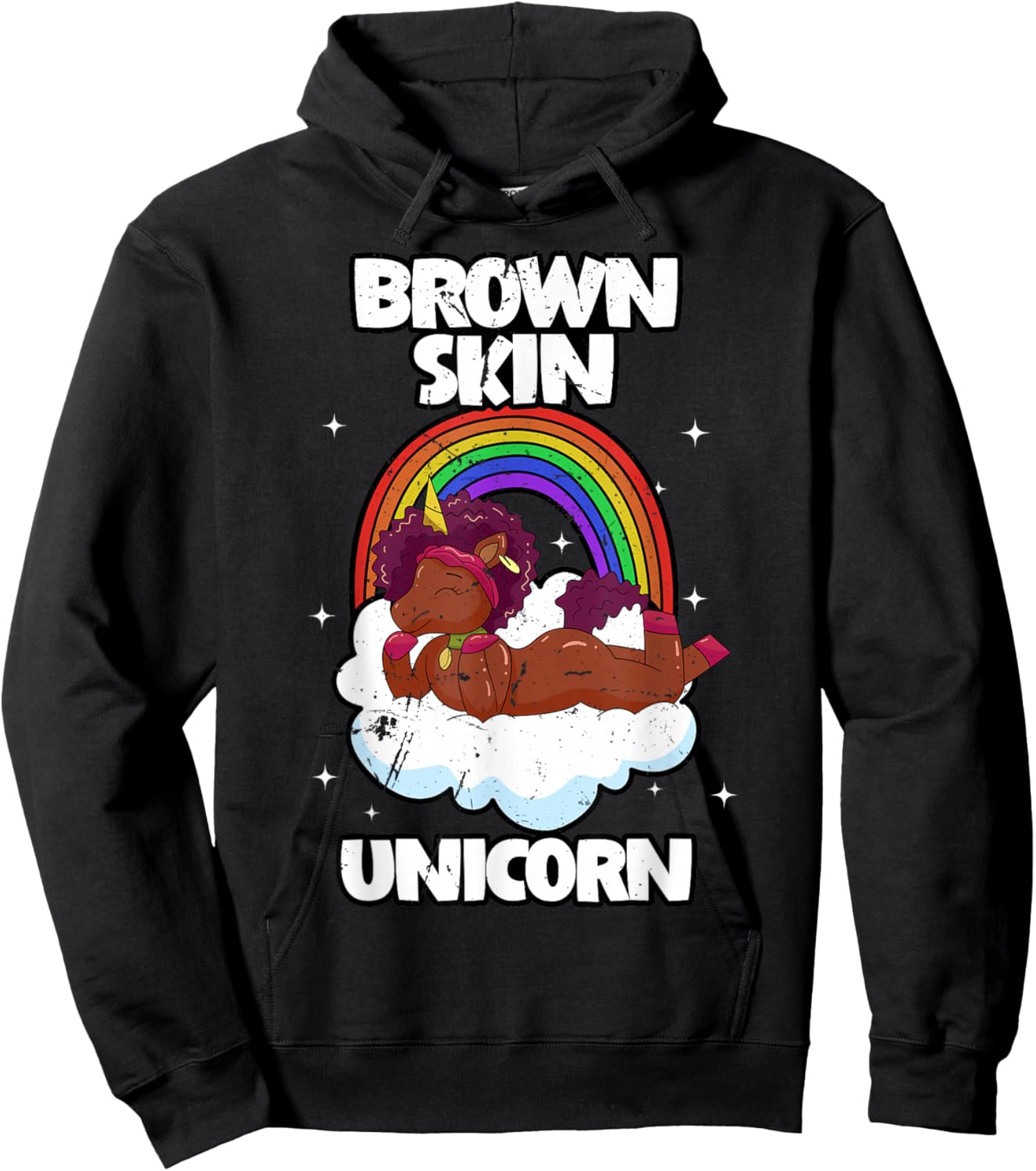 Brown Skin Unicorn Black Woman Afro Hair African Americans Hoodie - Hoodie | Black
