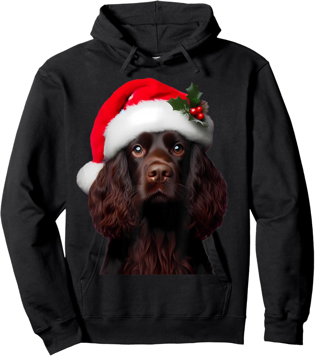 Boykin Spaniel With Santa Hat Christmas Dog Owner Lover Mom Hoodie - Hoodie | Black