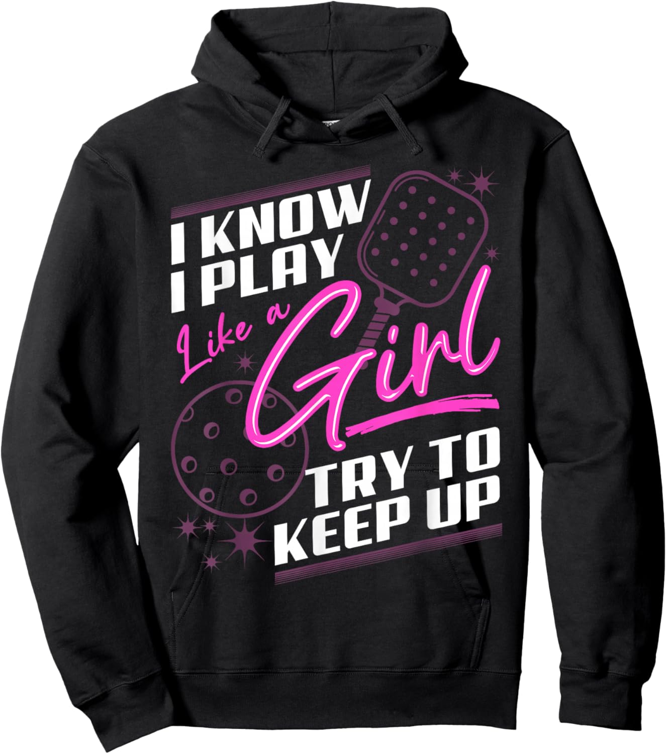 Funny pickleball sayings design Retro Paddle Court Hoodie - Hoodie | Black