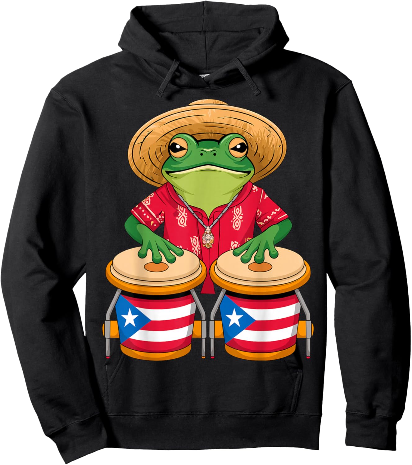 Magical and Funny Puerto Rican Gifts Frog Coqui Taino Boricua Puerto Rico Flag - -Adult, Small, Black, Short Sleeve, Cotton Blend, , Classic Fit, Imported Hoodie - Hoodie | Black