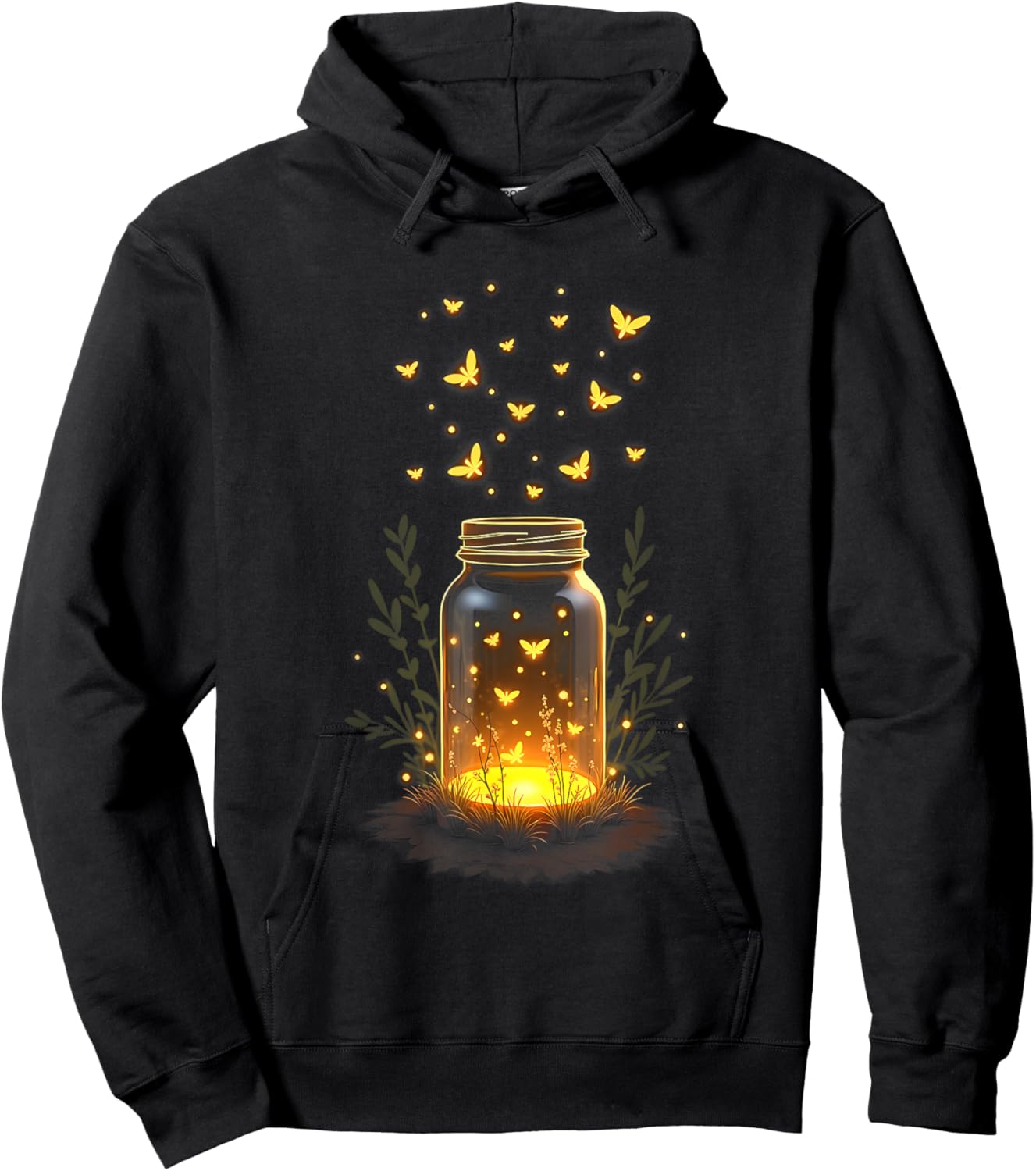 Fireflies In A Jar Nature Lover Glowing Insects Summer Night Hoodie - Hoodie | Black
