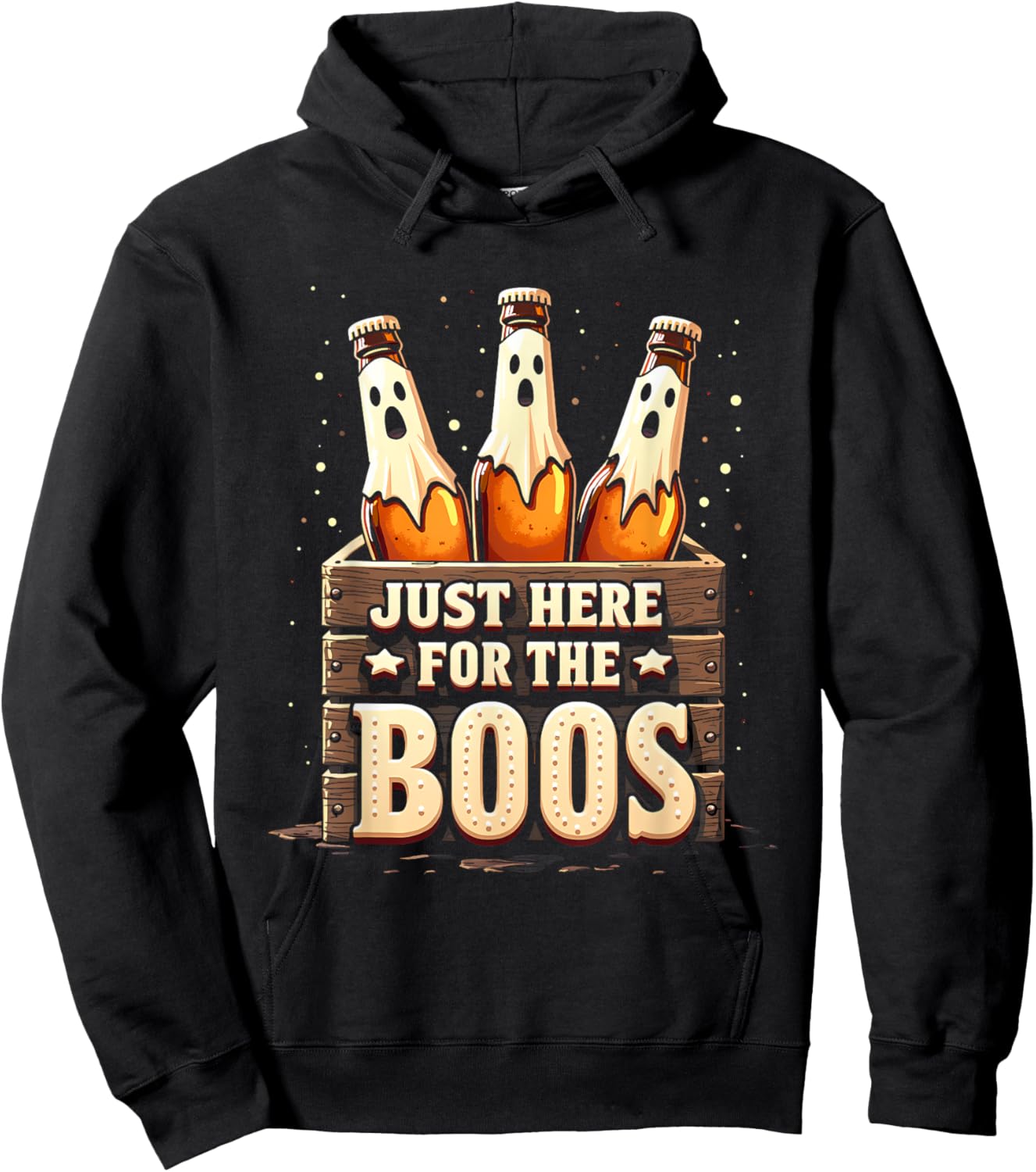 Here for the Boos Halloween 6 Pack Booze Ghost Beer Bottles Hoodie - Hoodie | Black