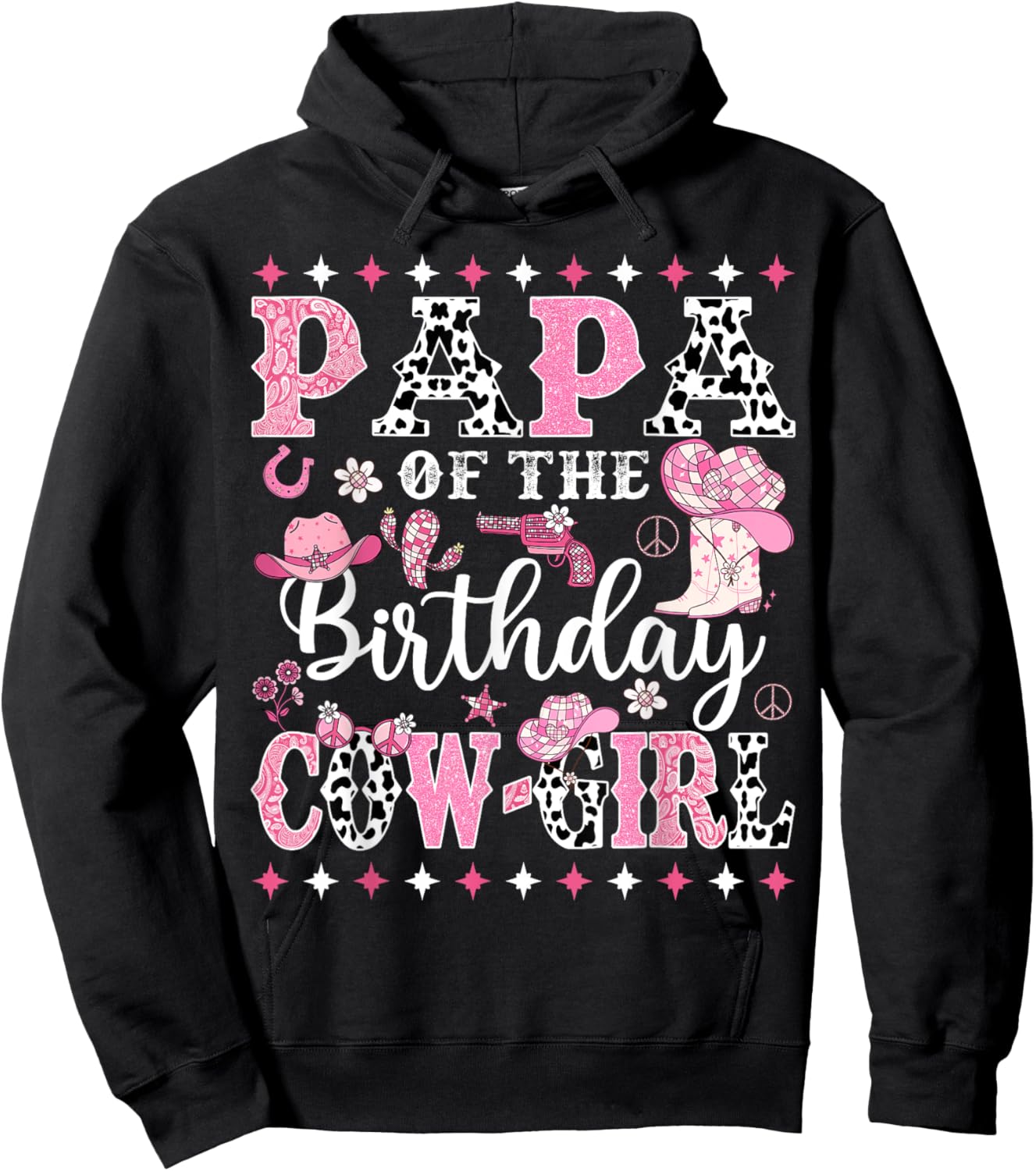 Papa Of The Birthday CowGirl Rodeo CowGirl Birthday Hoodie - Hoodie | Black