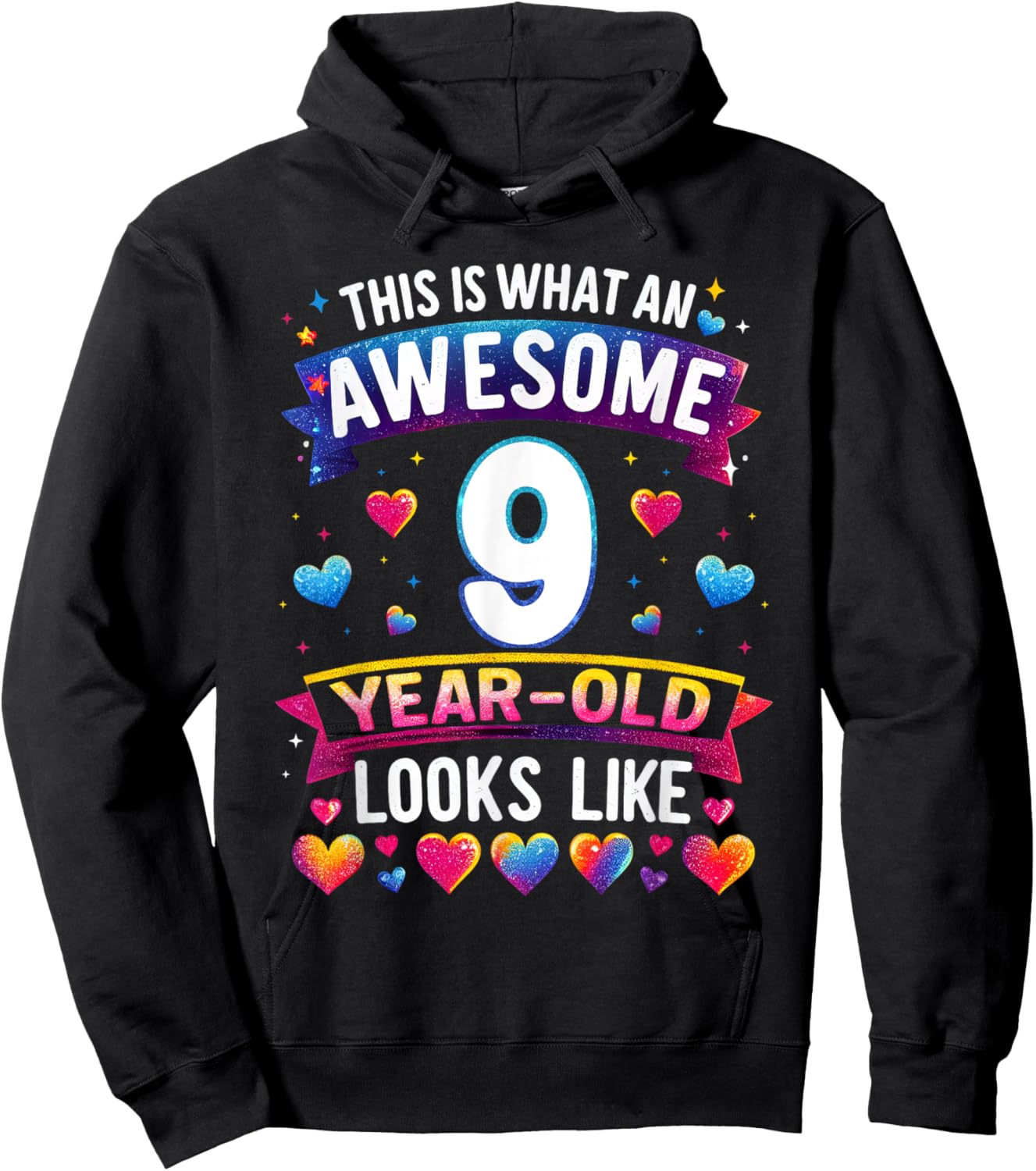 This Is What An Awesome 9 Year Old Looks Like 9th Birthday Hoodie - Hoodie | Black
