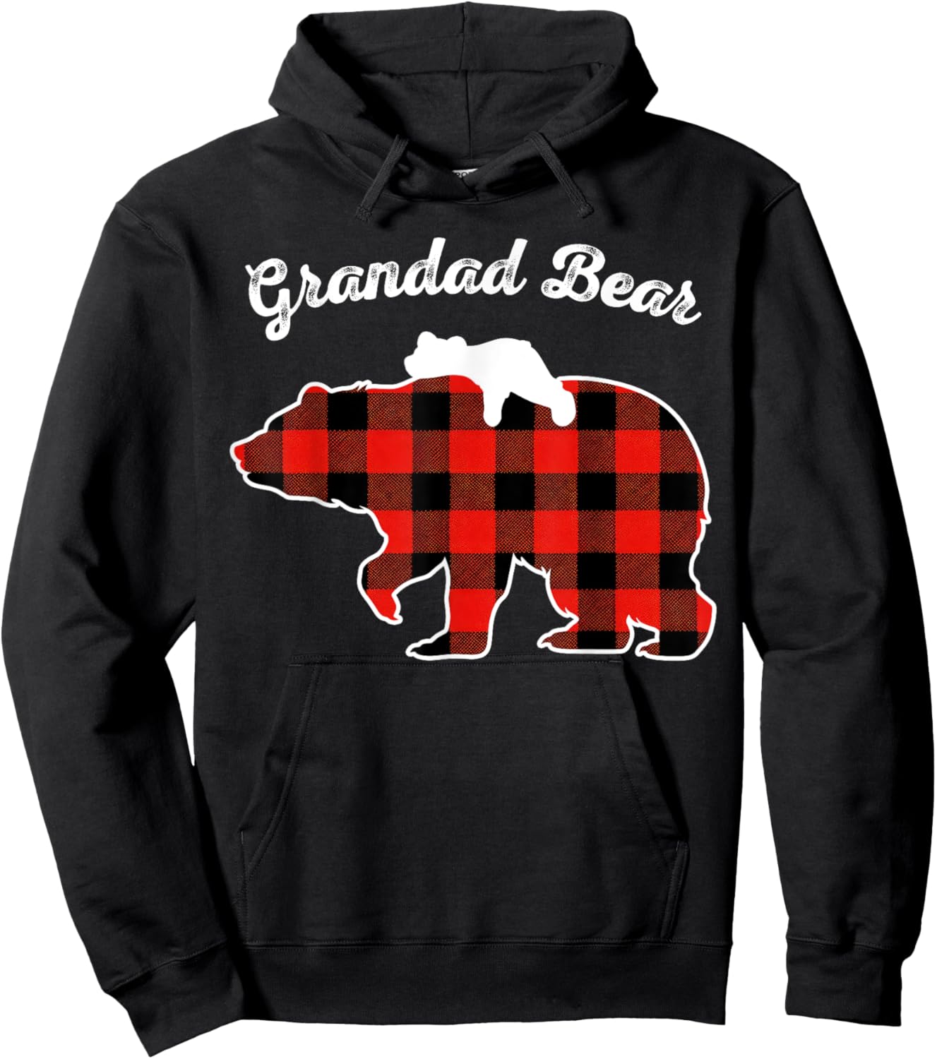 Grandad Bear Flannel Red Plaid Pajama Family Matching XMAS Hoodie - Hoodie | Black