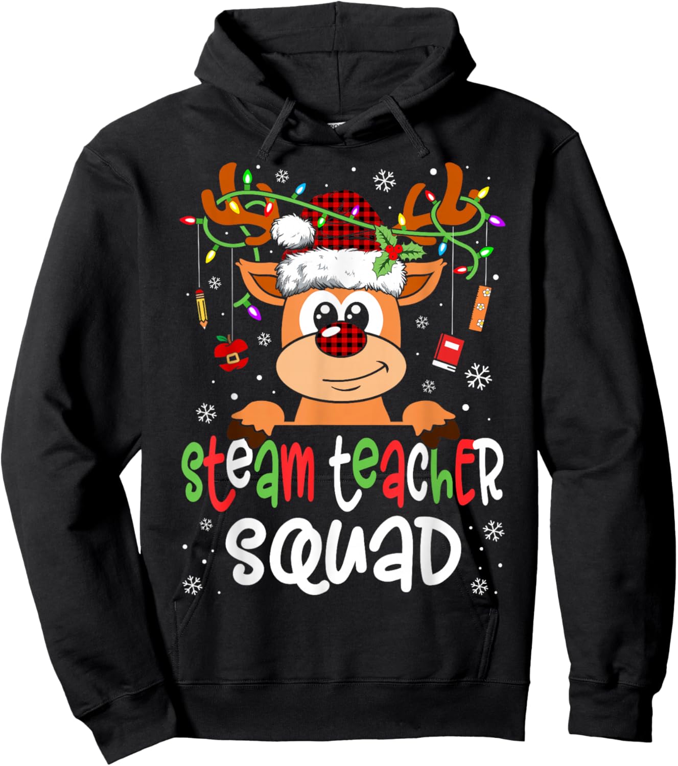 Steam Teacher Squad Reindeer Christmas Teacher Hoodie - Hoodie | Black