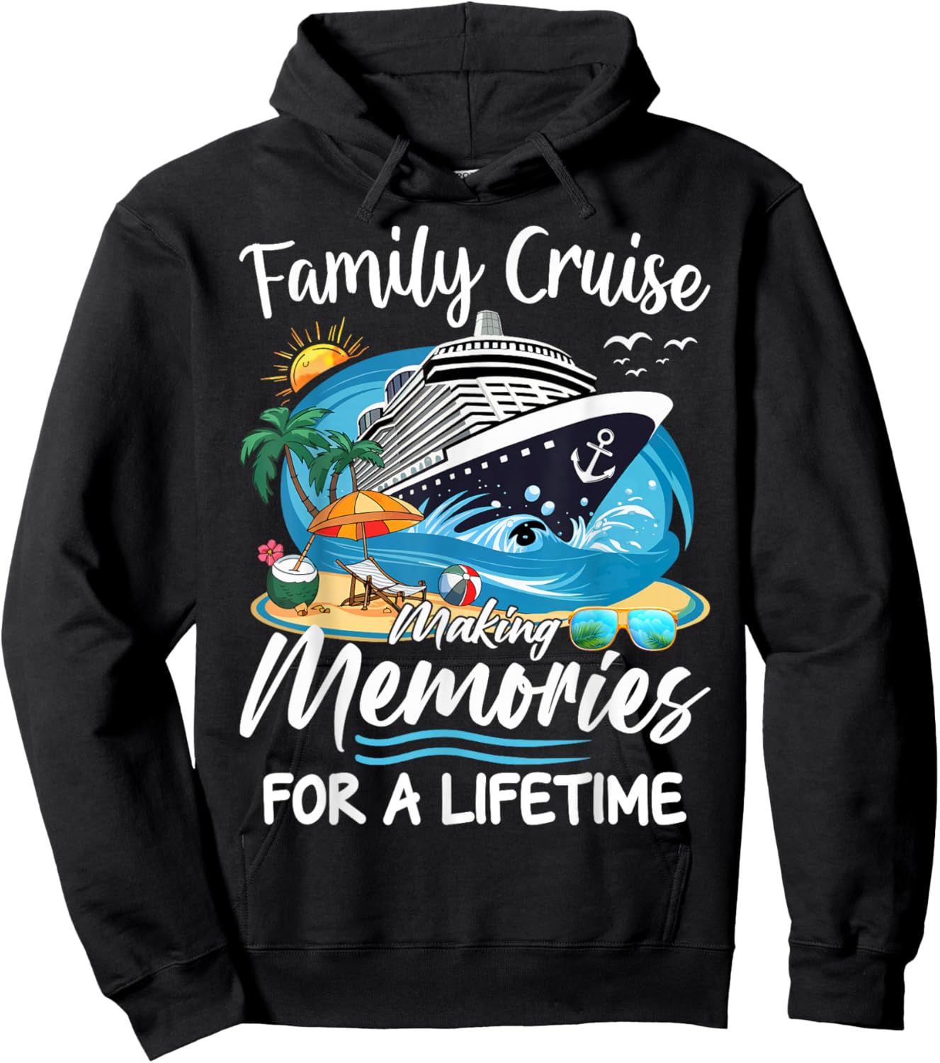 Cruise Party Vacation Trip Family Matching Outfit. , Black, Small, Short Sleeve, , Polyester, Letter Print, Celebration, Vacation, Casual, All Seasons Hoodie - Hoodie | Black