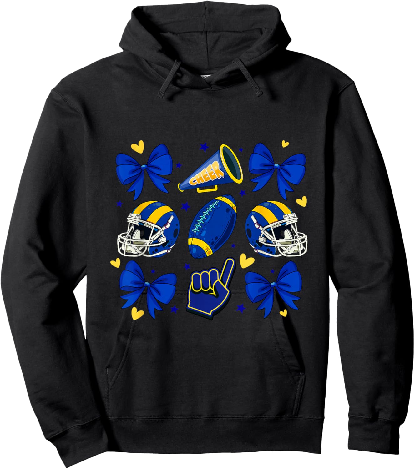 Football Cheer Mom Sister Coquette Bow Game Day Yellow Women Hoodie - Hoodie | Black