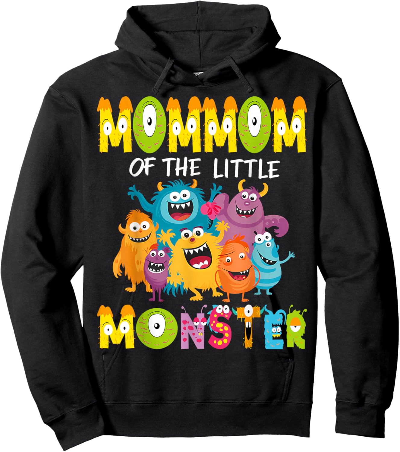 MomMom Of The Little Monster 1St Birthday Kids Party Hoodie - Hoodie | Black