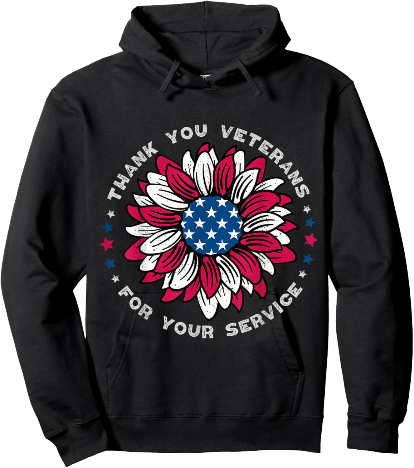 Thank You Veterans Sunflower, Military Veterans Day Tribute Hoodie - Hoodie | Black