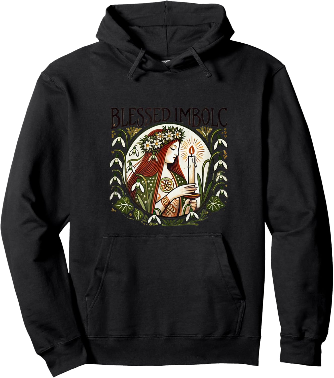 Blessed Imbolc Goddess Illustration Brigid Goddesses Hoodie - Hoodie | Black