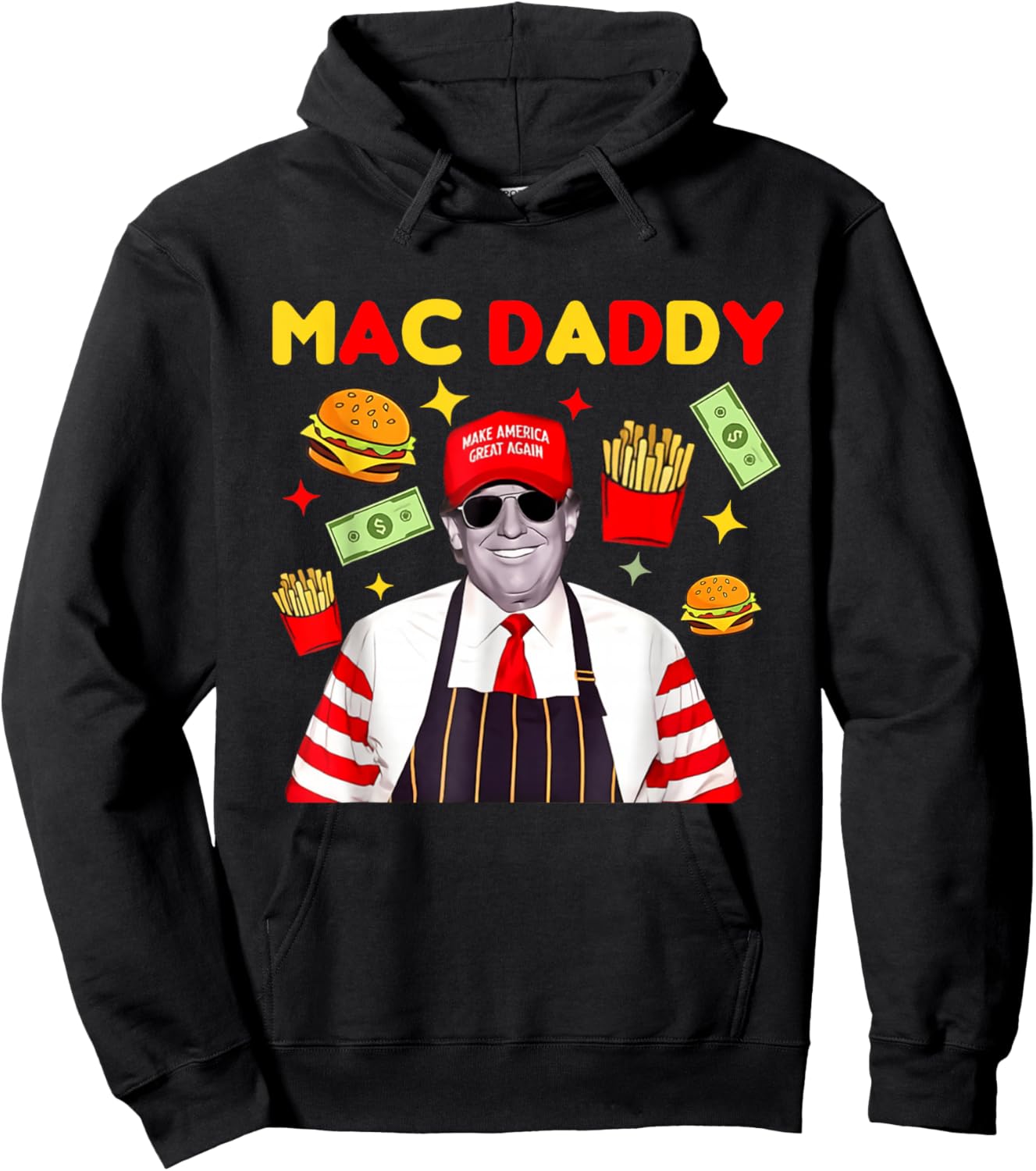 Trump Mac Daddy - Black - Small - Short Sleeve - Classic Fit - Cartoon Theme - All Seasons Hoodie - Hoodie | Black