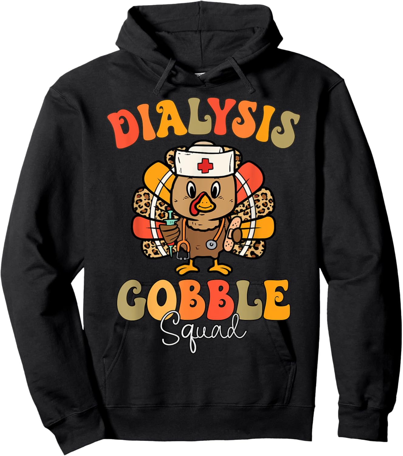 Dialysis Nurse Gobble Squad Thanksgiving Hemodialysis Hoodie - Hoodie | Black