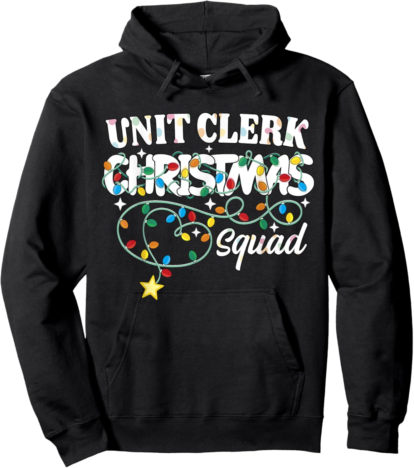 Unit Clerk Christmas Squad Health Unit Clerk Xmas Lights Hoodie - Hoodie | Black