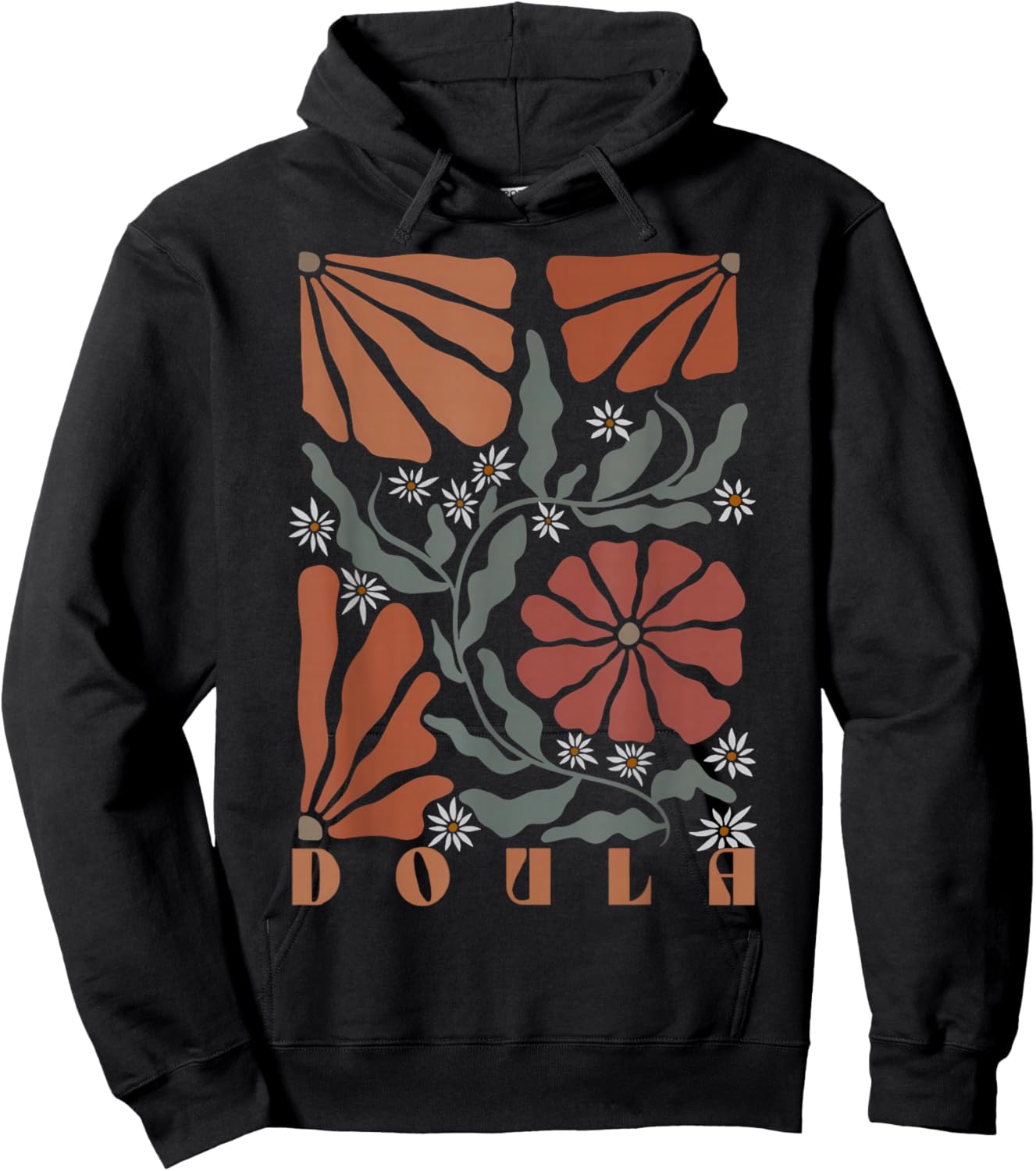 Boho Floral Doula OB Nurse Coach Lactation Consultant Hoodie - Hoodie | Black