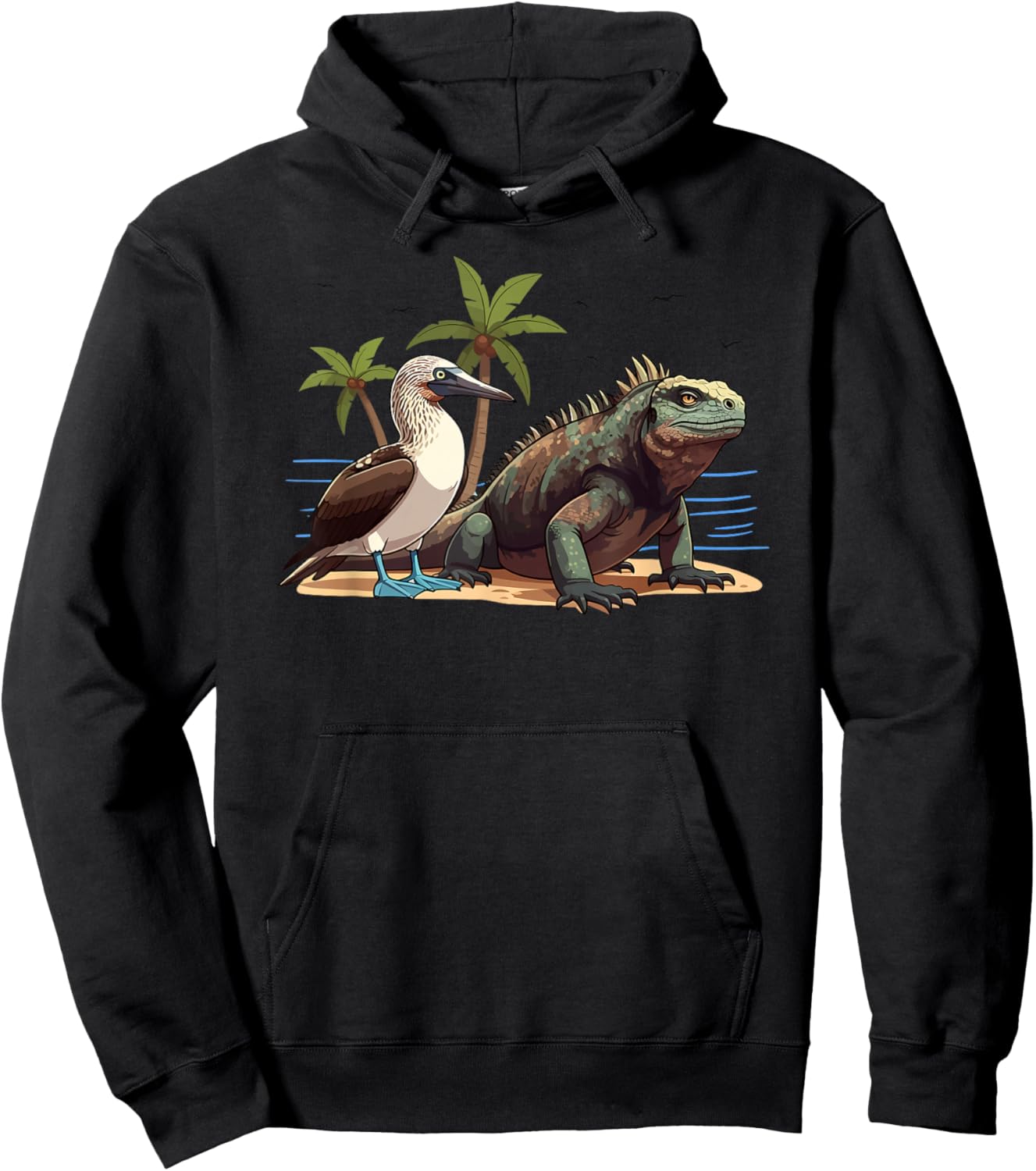 Blue Footed Booby Galapagos Land Iguana Lizard Hoodie - Hoodie | Black
