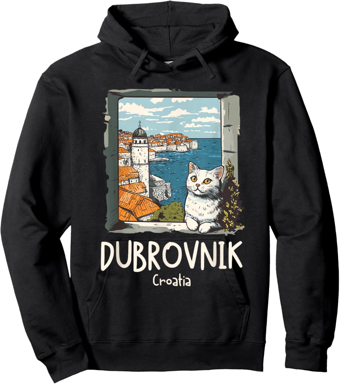 Dubrovnik Croatia Cat / Dubrovnik Hoodie - Hoodie | Black
