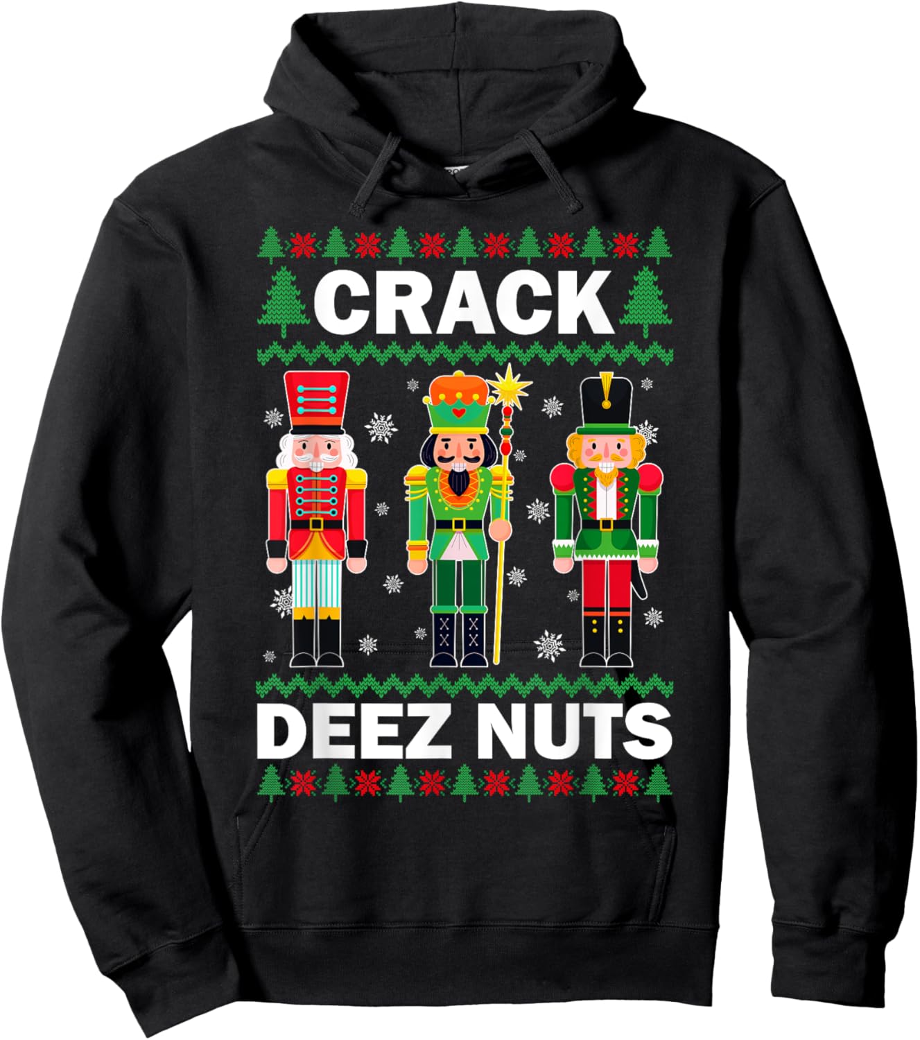 Crack Deez Nuts Funny Christmas Hoodie - Hoodie | Black