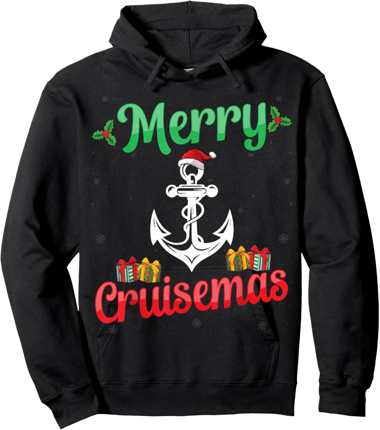 Merry Cruisemas Cruise Ship Anchor Santa Hat Christmas Hoodie - Hoodie | Black