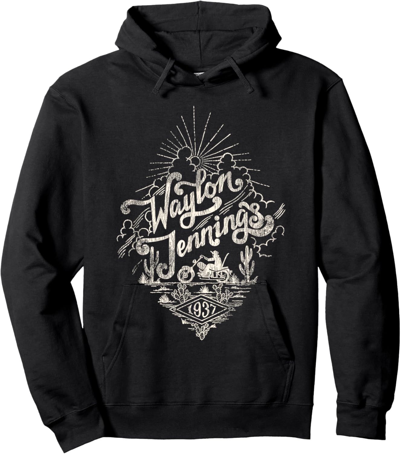 Waylon Jennings - Official Merchandise - Moto Hoodie - Hoodie | Black