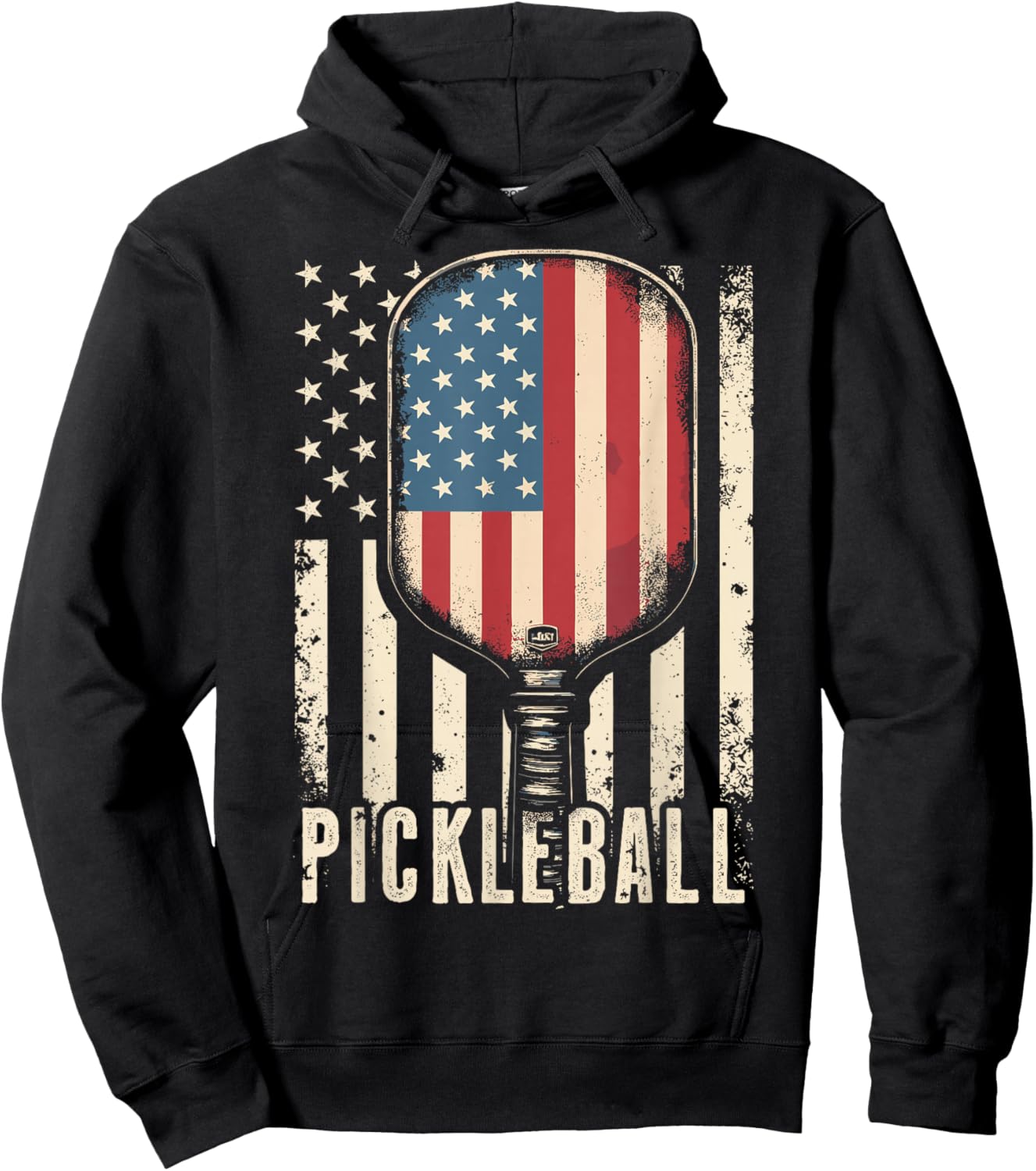 Pickleball USA American Flag Hoodie - Hoodie | Black