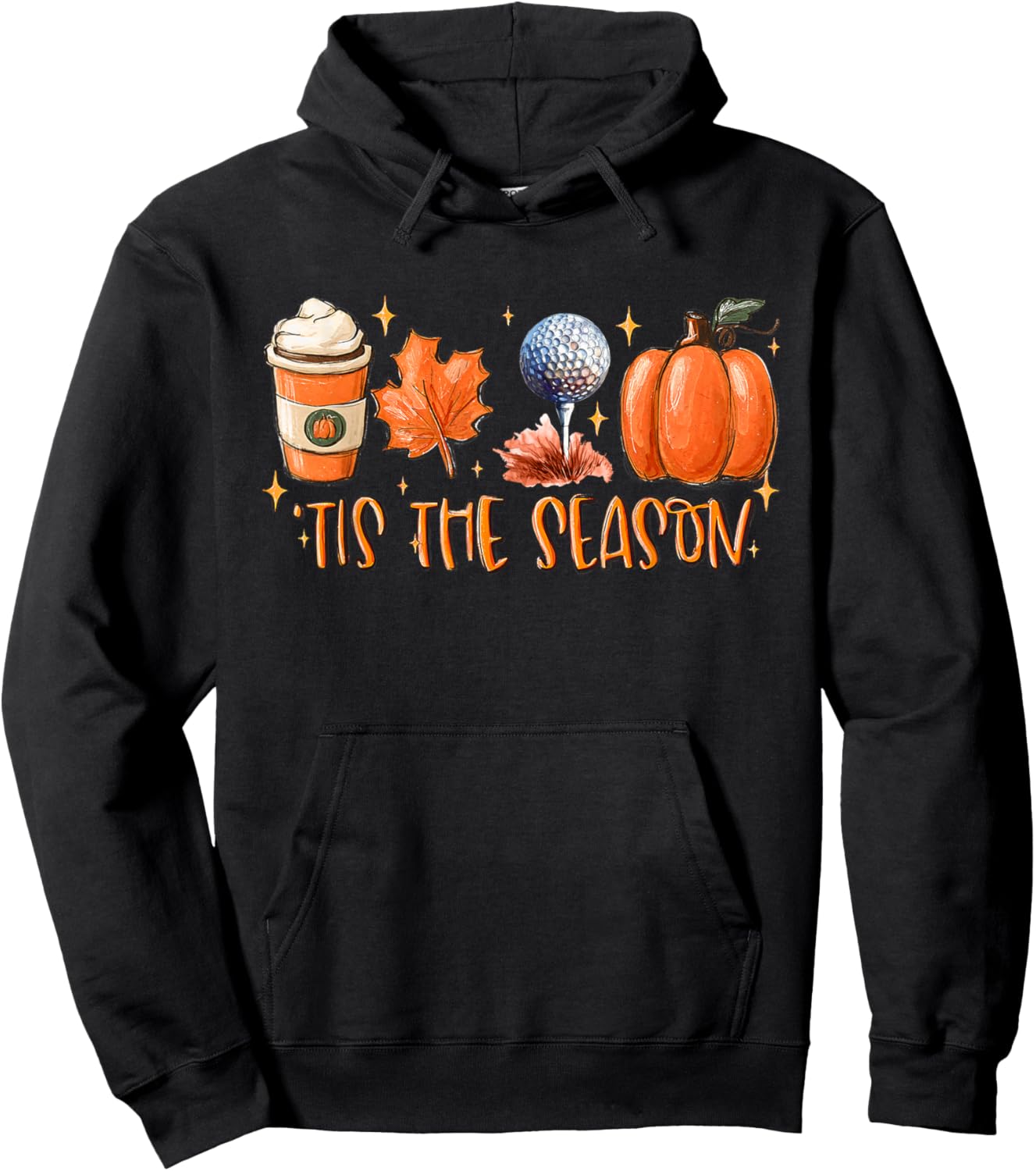 Tis The Season Golf Fall Coffee Pumpkin Thanksgiving Hoodie - Hoodie | Black