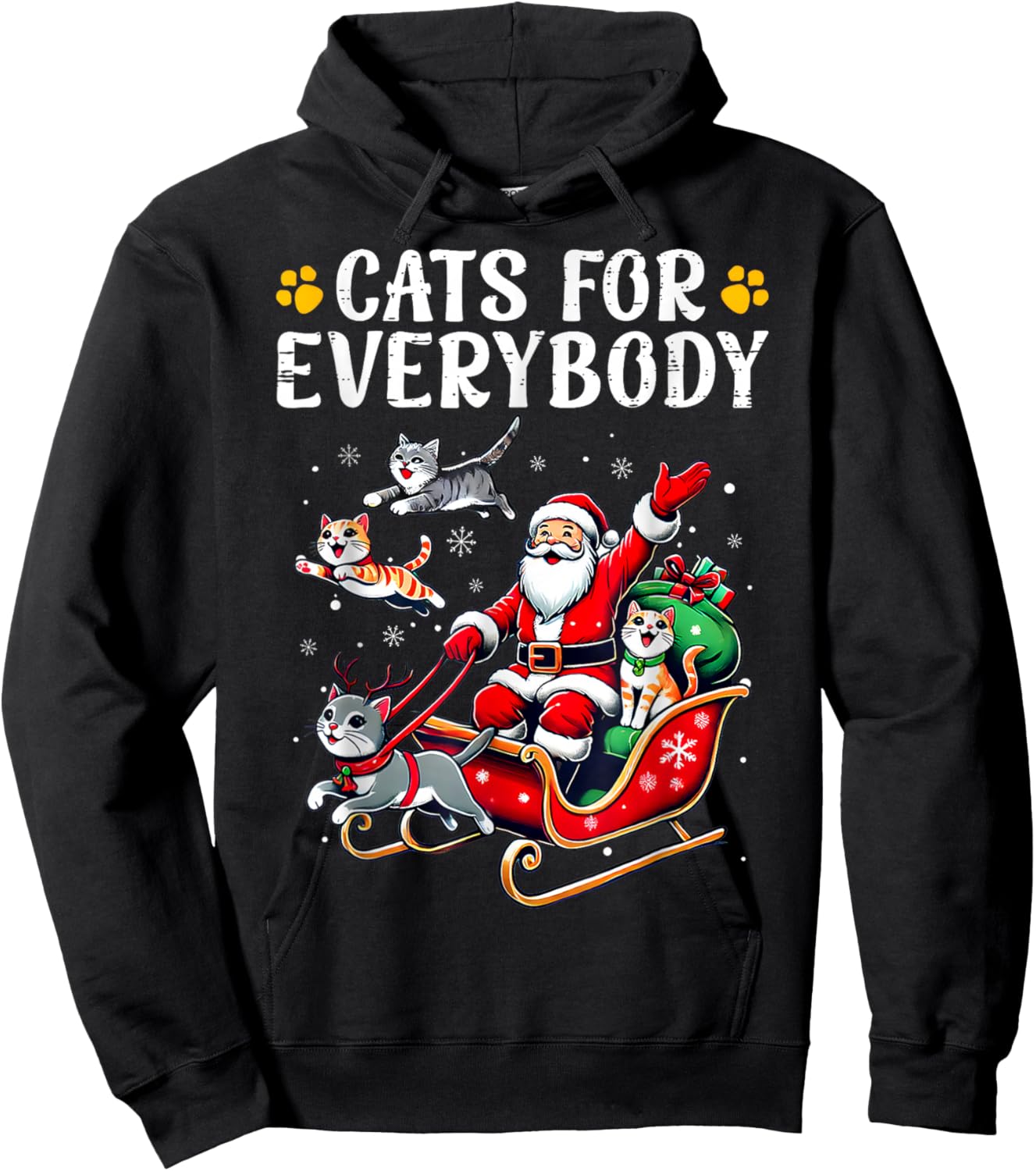 Cats for Everybody Christmas Cat Funny Xmas Men Women Santa Hoodie - Hoodie | Black