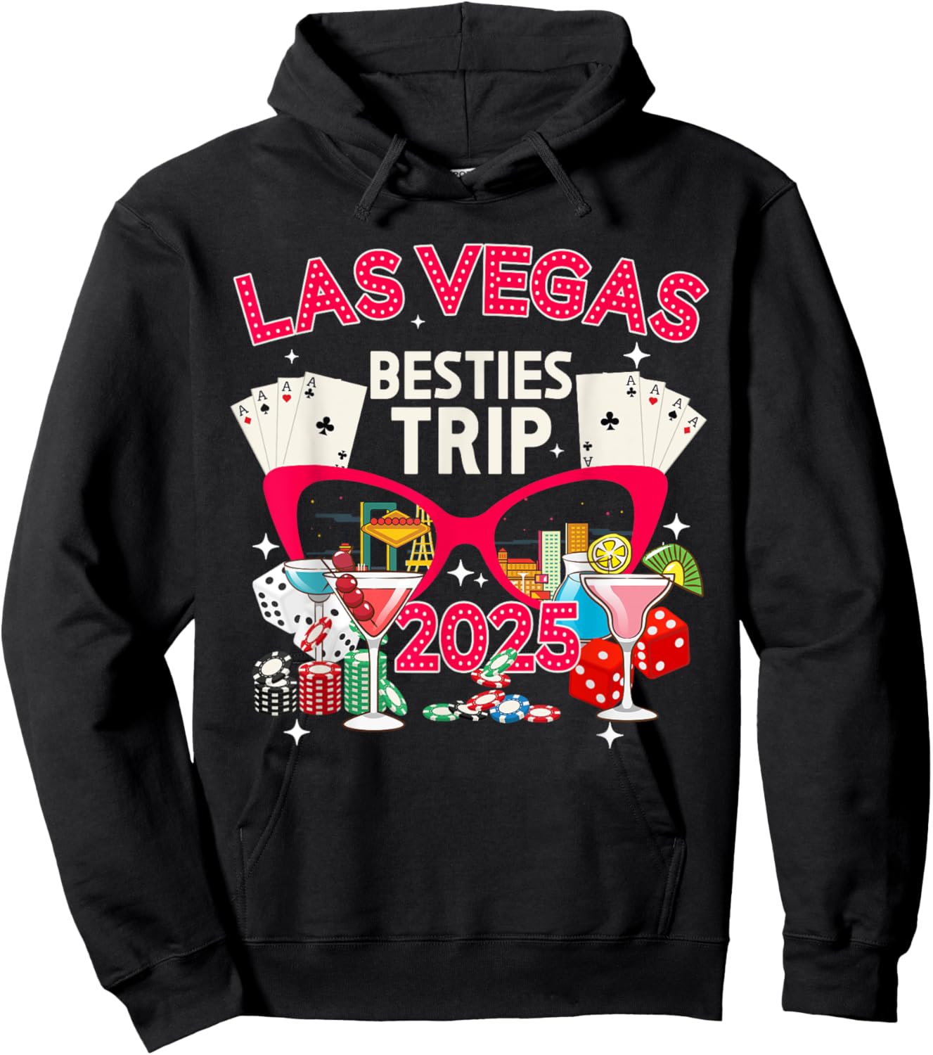 Las Vegas Besties Trip 2025 Las Vegas Best Friend Vacation Hoodie - Hoodie | Black
