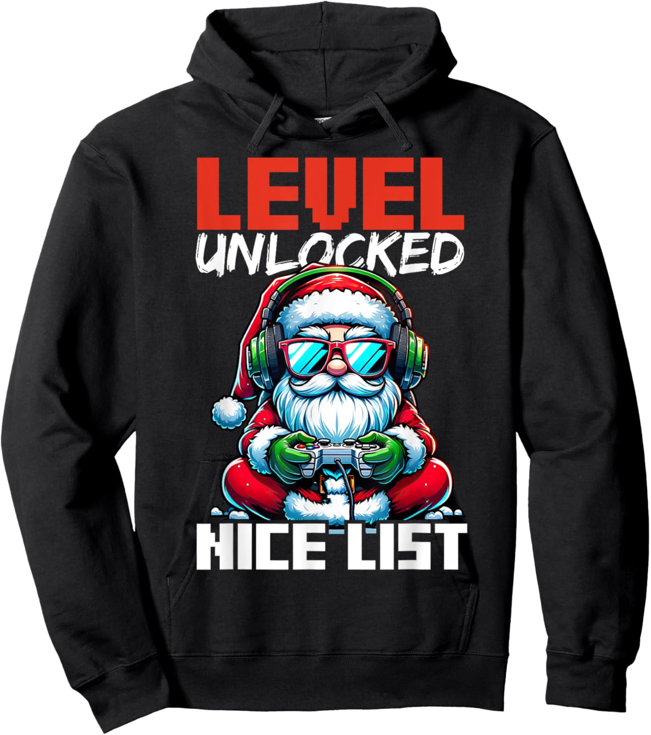 Christmas Gamer Boys Nice List Video Game Santa Xmas Hoodie - Hoodie | Black