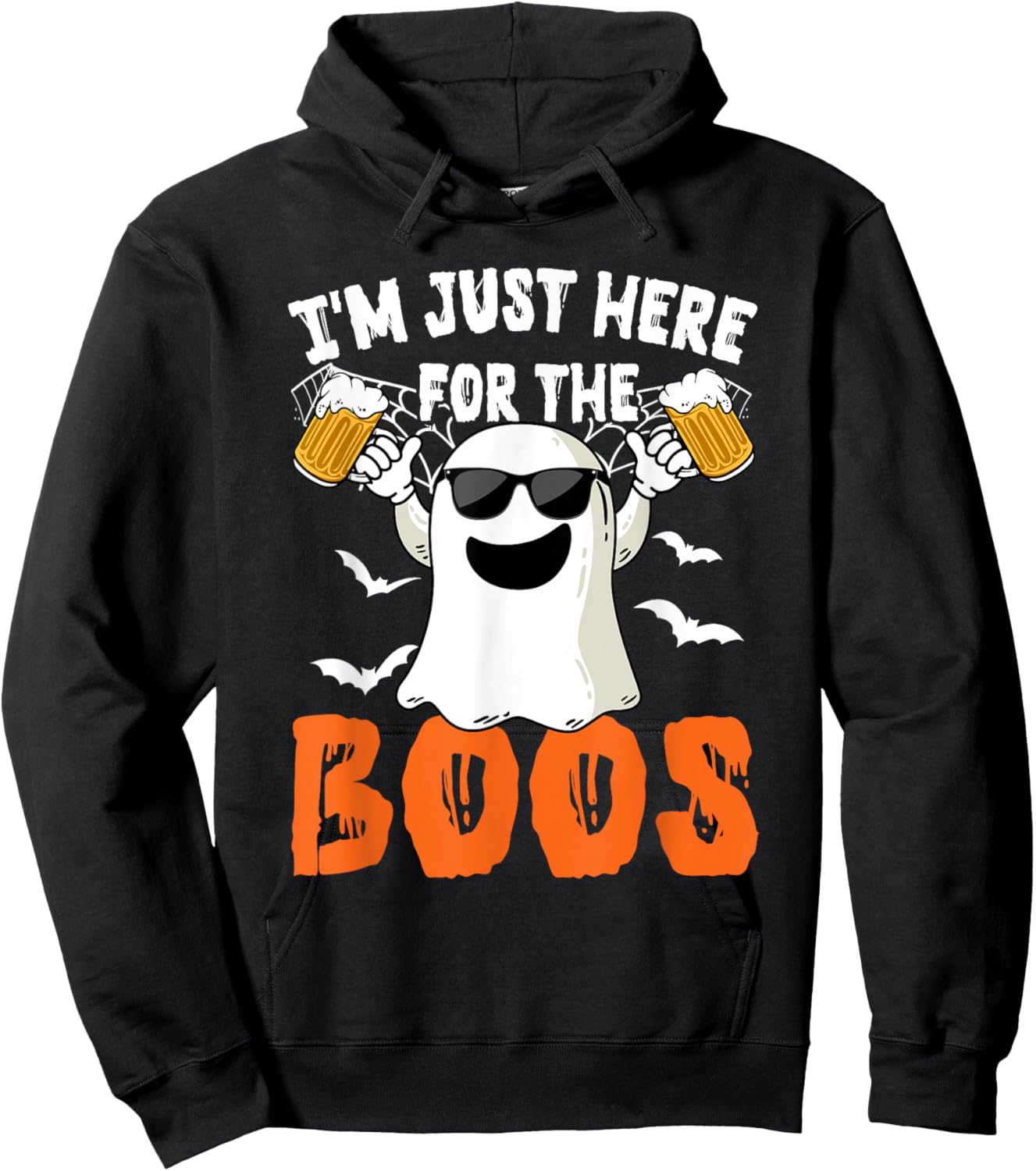I'm Just Here For The Boos Cute Ghost Halloween Costume Hoodie - Hoodie | Black