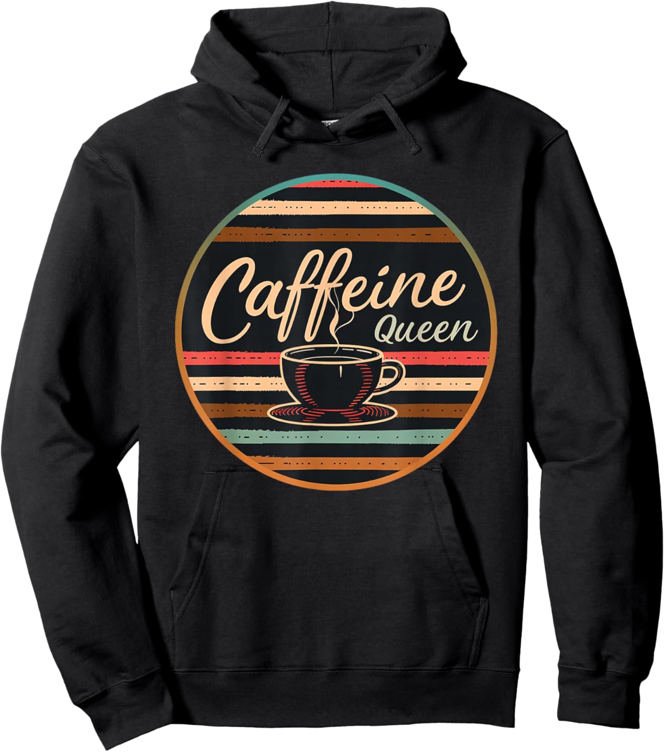 Caffeine Queen Coffee - Lover Retro Funny 70s 80s Barista Hoodie - Hoodie | Black